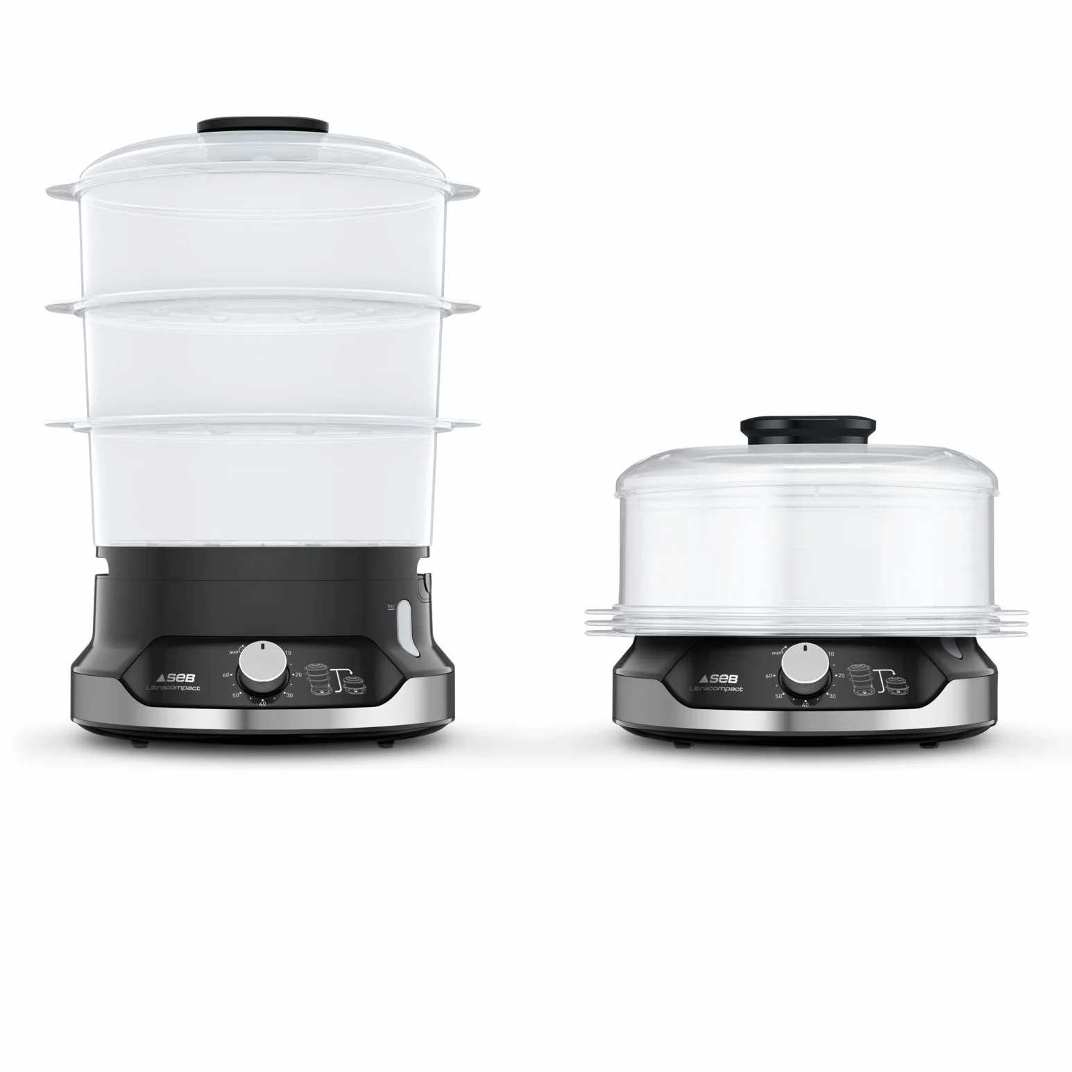 Seb Ultracompact Cuiseur Vapeur 9 L 800 W 3 Bols Empilables Minuteur 60 min Arrêt Automatique VC204800