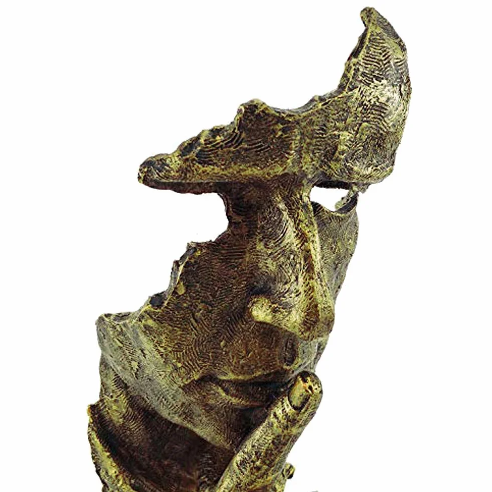 LEPENDOR Silence est d'or 34cm Statue Homme Silencieux Résine Sculpture Abstraite Décoration Bureau Figurine Cadeau
