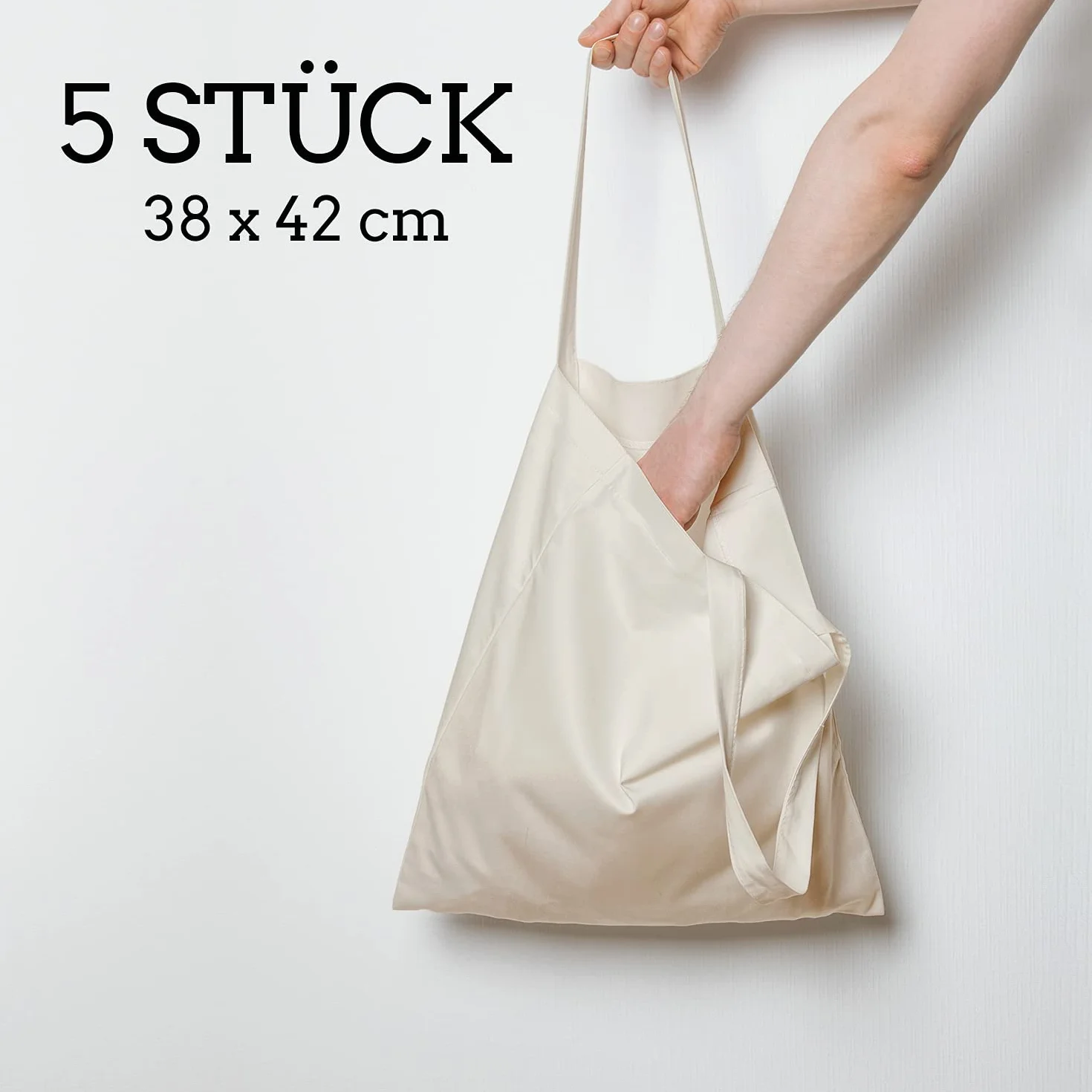 Sacs en Coton Non imprimés 38 x 42 cm ÖKO-TEX® Lot de 5