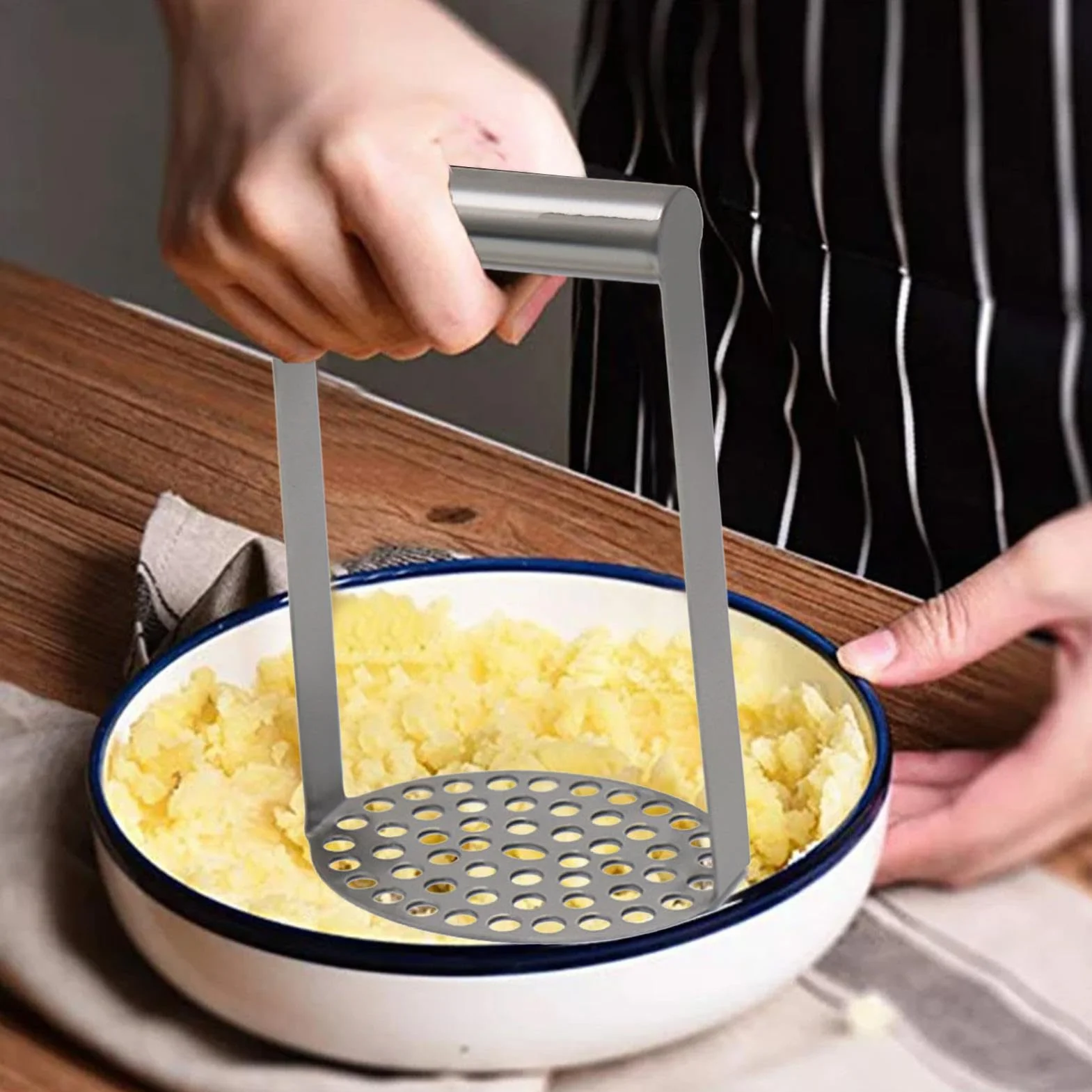 Stainless Steel Potato Masher 11x8.6x18cm Heavy Duty for Avocado Guacamole Mashed Potatoes