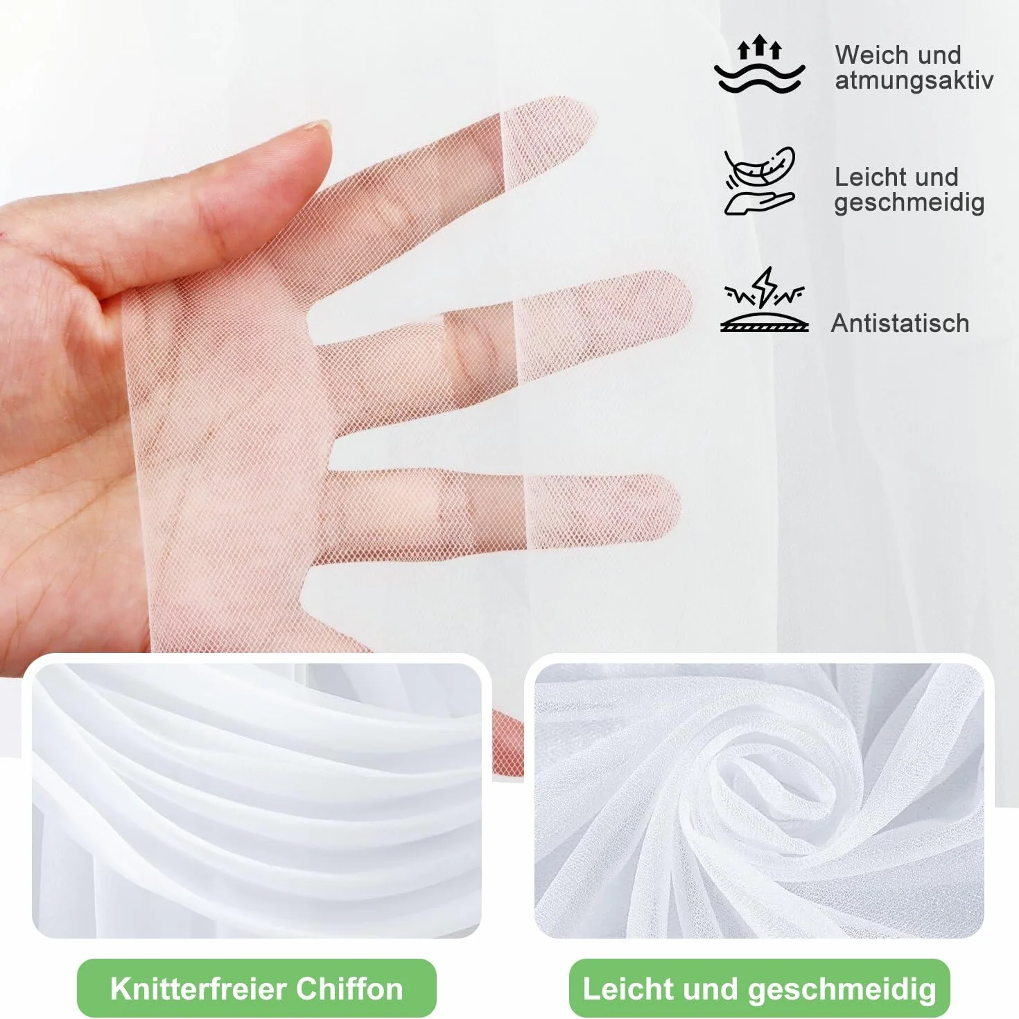 Tenture Mariage Voilage Blanc Arche 75cmx8m Tulle Organza Drapé Décoration Cérémonie