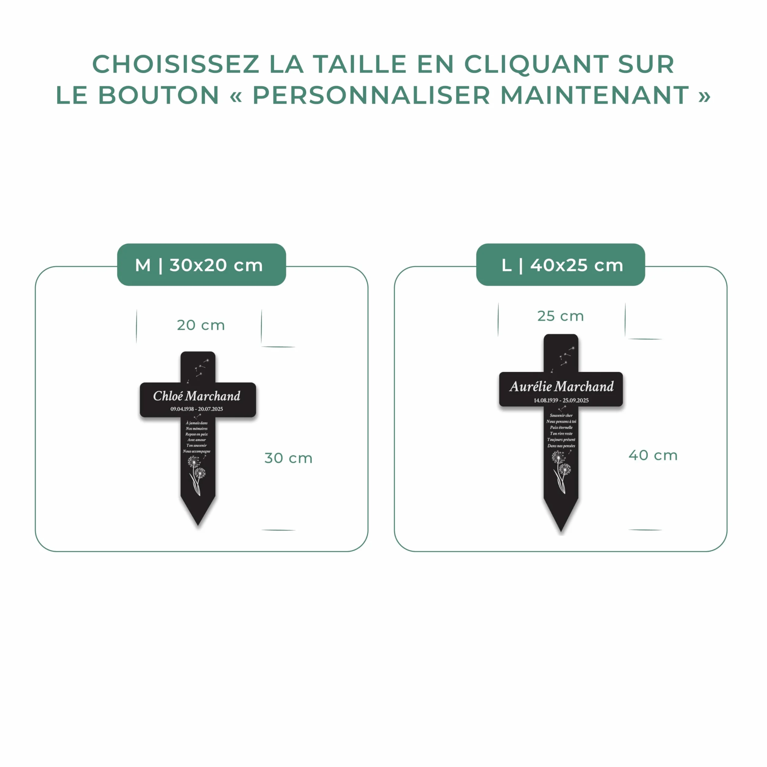 LAUBLUST Croix funéraire personnalisée en acrylique avec texte gravé – Décoration de tombe 2 tailles