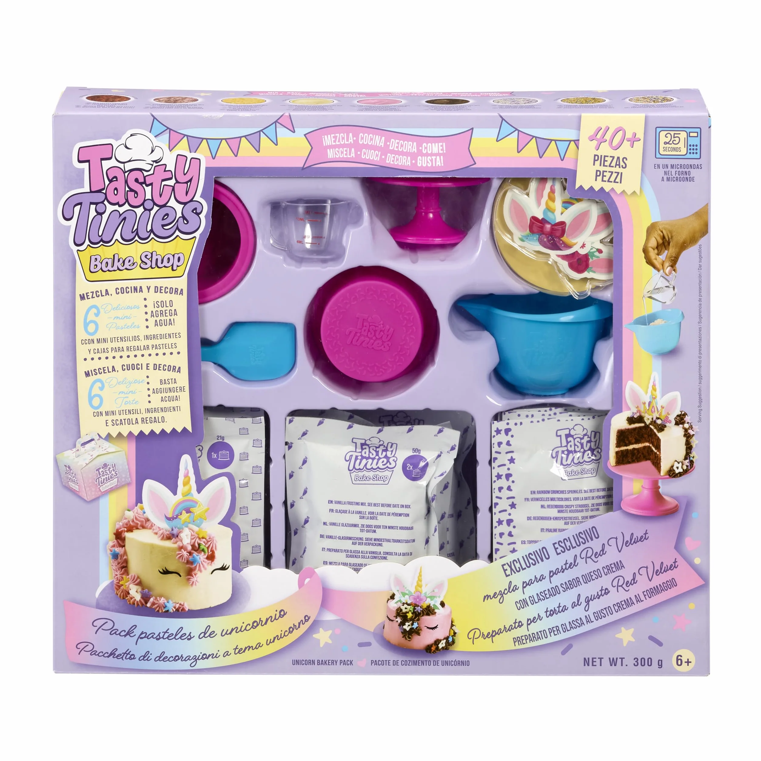 Unicorn Birthday Cake DIY Baking Kit for Kids Ages 6+ - 6 Cake Mixes, Frosting & Sprinkles Microwave Baking Set