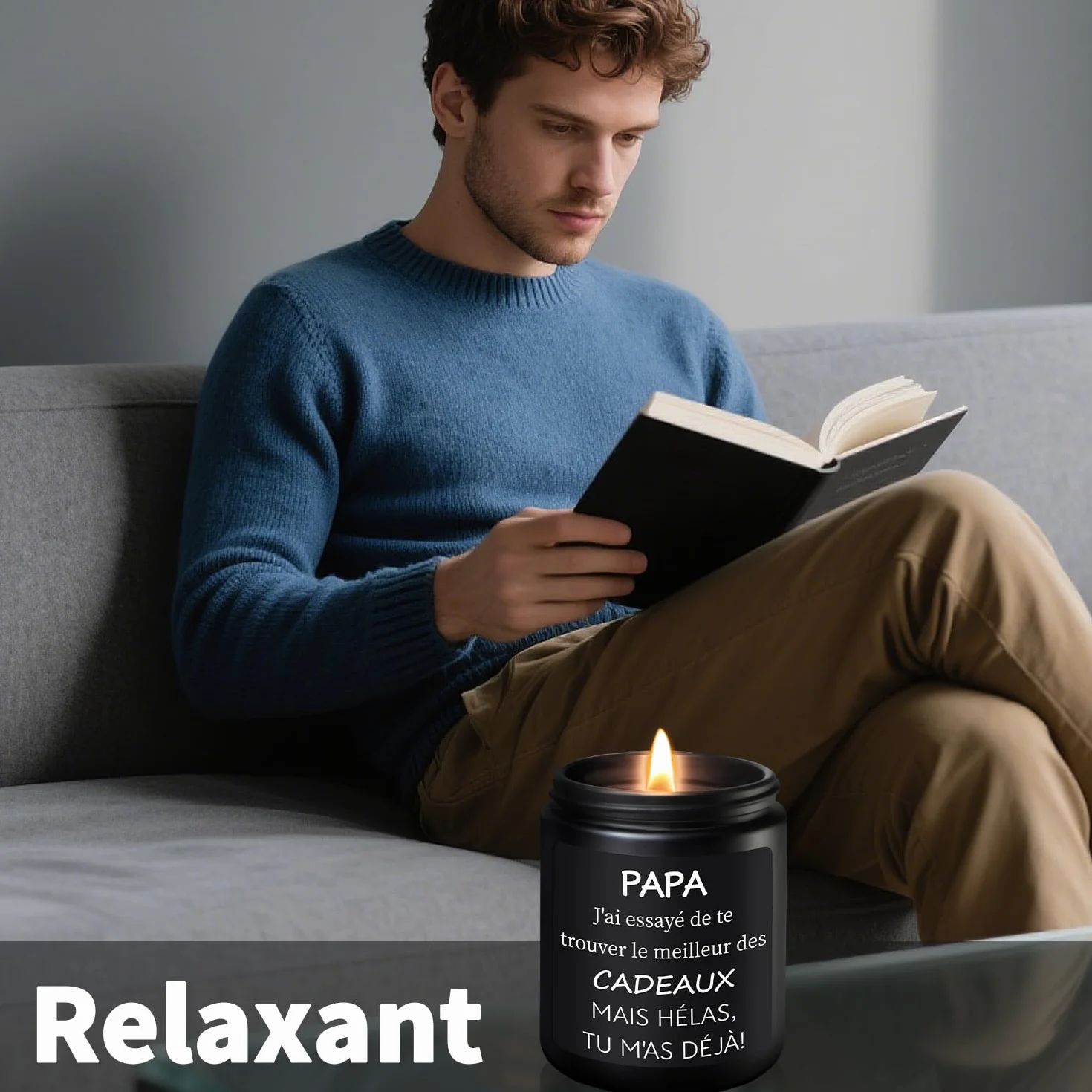Bois de Santal Bougie Parfumée 200g Cadeau Fête des Pères Original