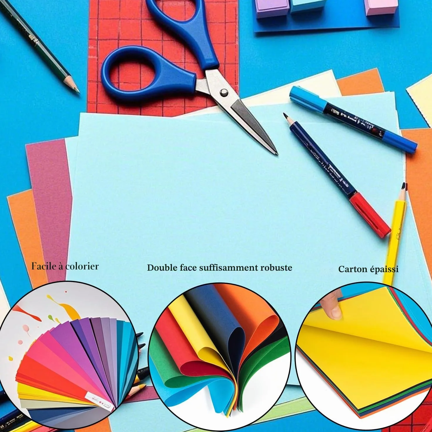 Papier Cartonné A4 180 g/m² 8 Couleurs 80 Feuilles