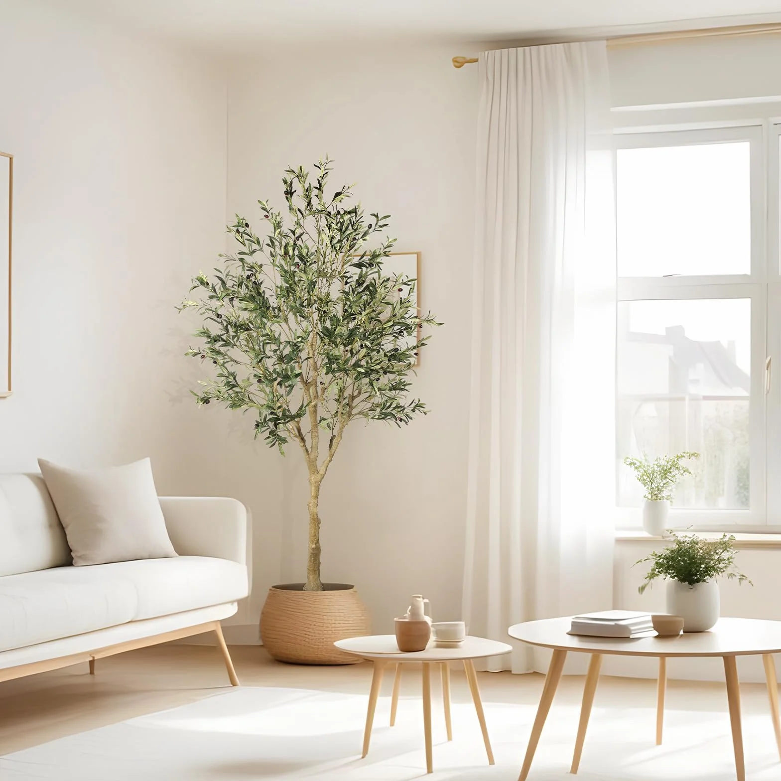 Olivier Artificiel réaliste 2,1 m Soie Tronc Bois Naturel Décoration Maison Bureau