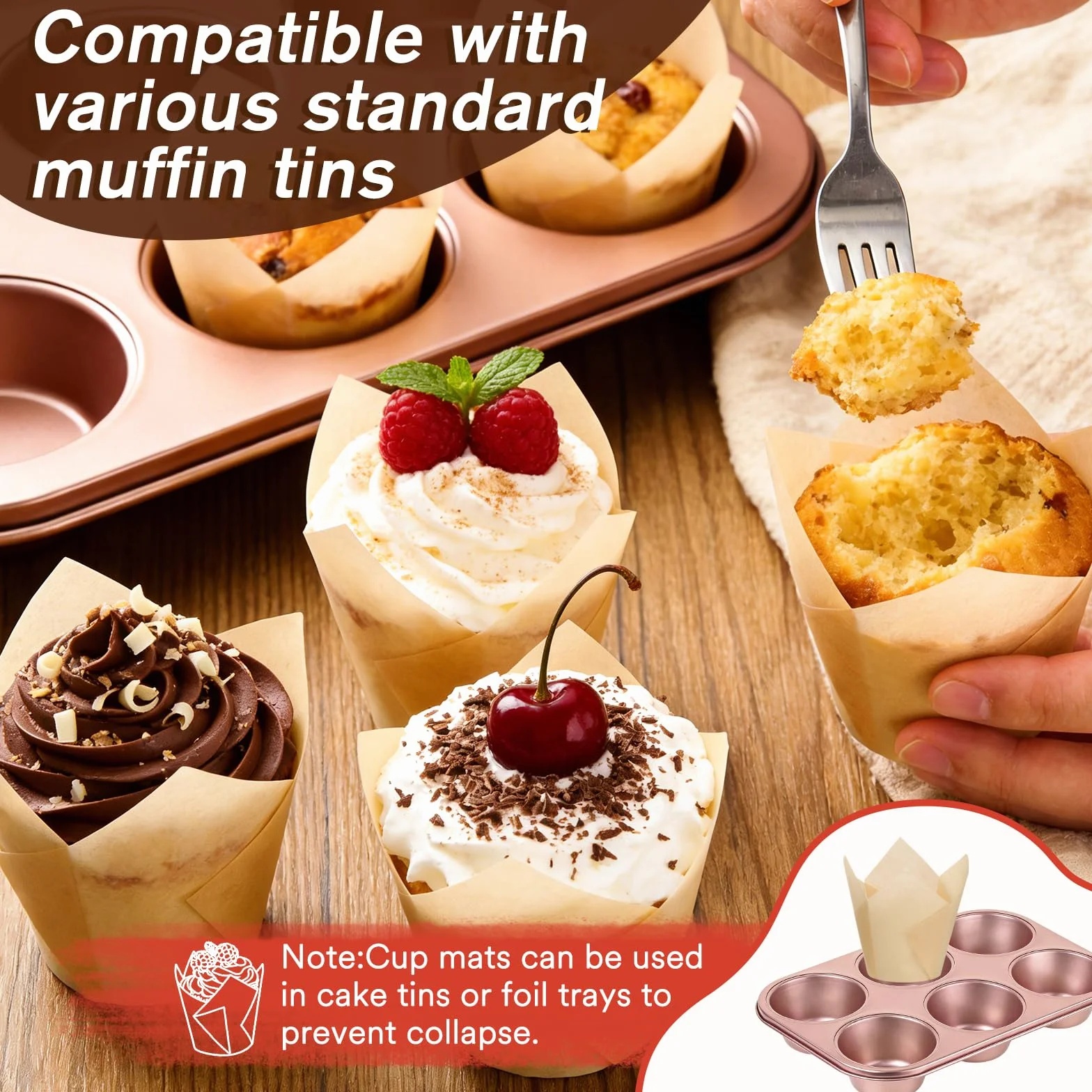 Alyvisun Lot de 100 Caissettes Muffins Papier Anti-Graisse, Moule Cupcake Non Adhérent pour Pâtisserie