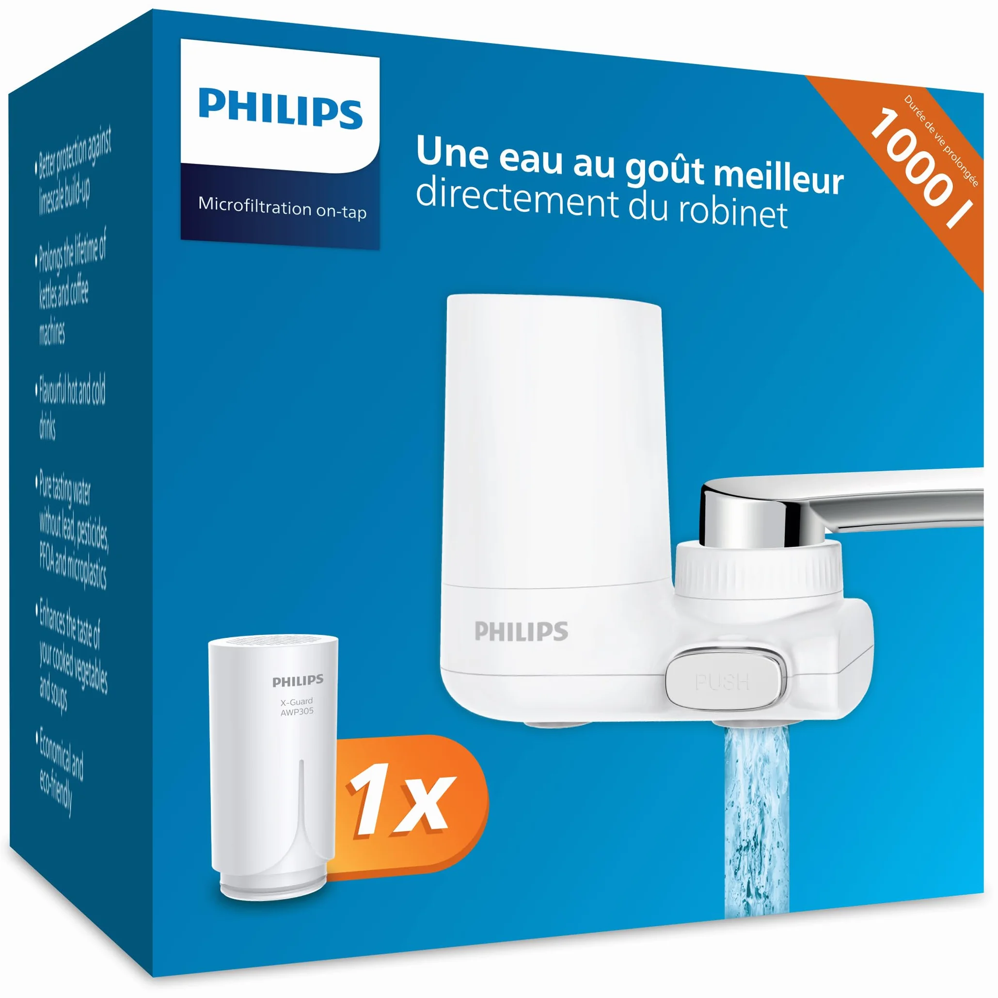 Philips AWP3703/10 Filtre à Eau sur Robinet Ontap Microfiltration 1000L