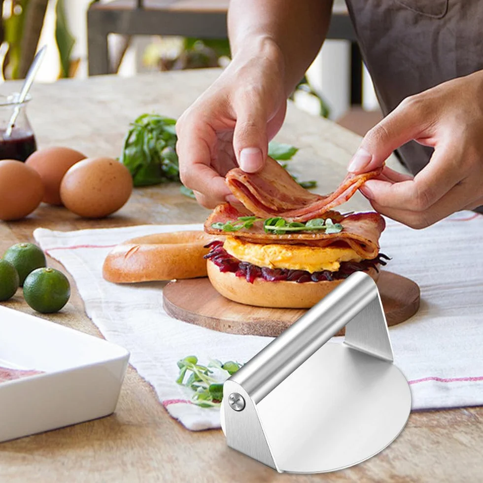 Presse à Hamburger 5,5 Pouces Smash Burger en Acier Inoxydable Antiadhésif Presse à Viande