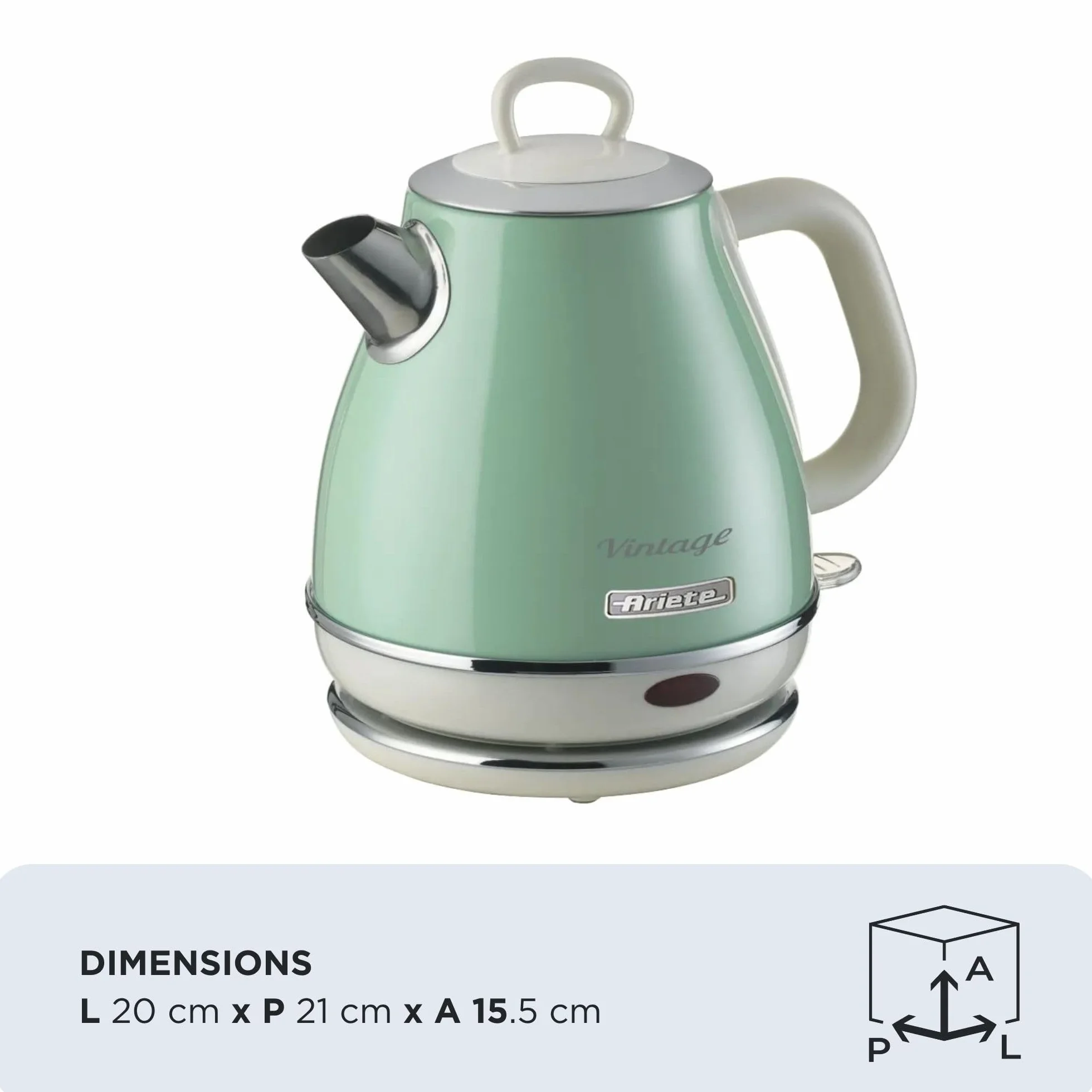 Ariete Bouilloire Vintage 2868 Électrique 1 L Acier Inoxydable 1600W Vert