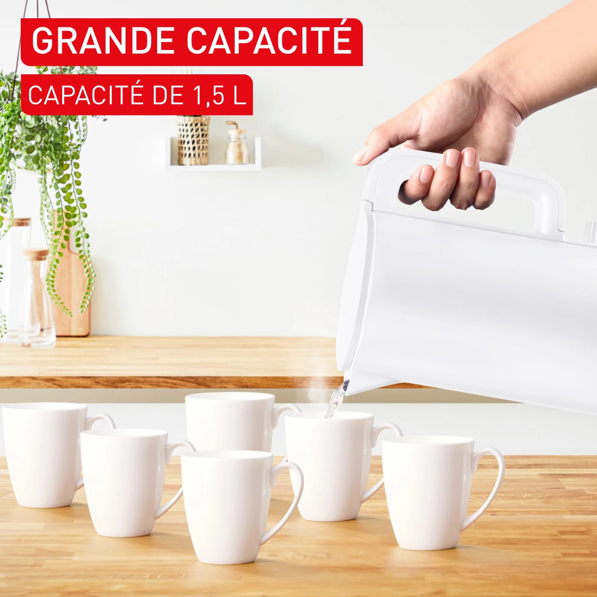 Tefal Thermo Protect Bouilloire électrique 1500 W Blanc Filtre anticalcaire amovible KO1411E0