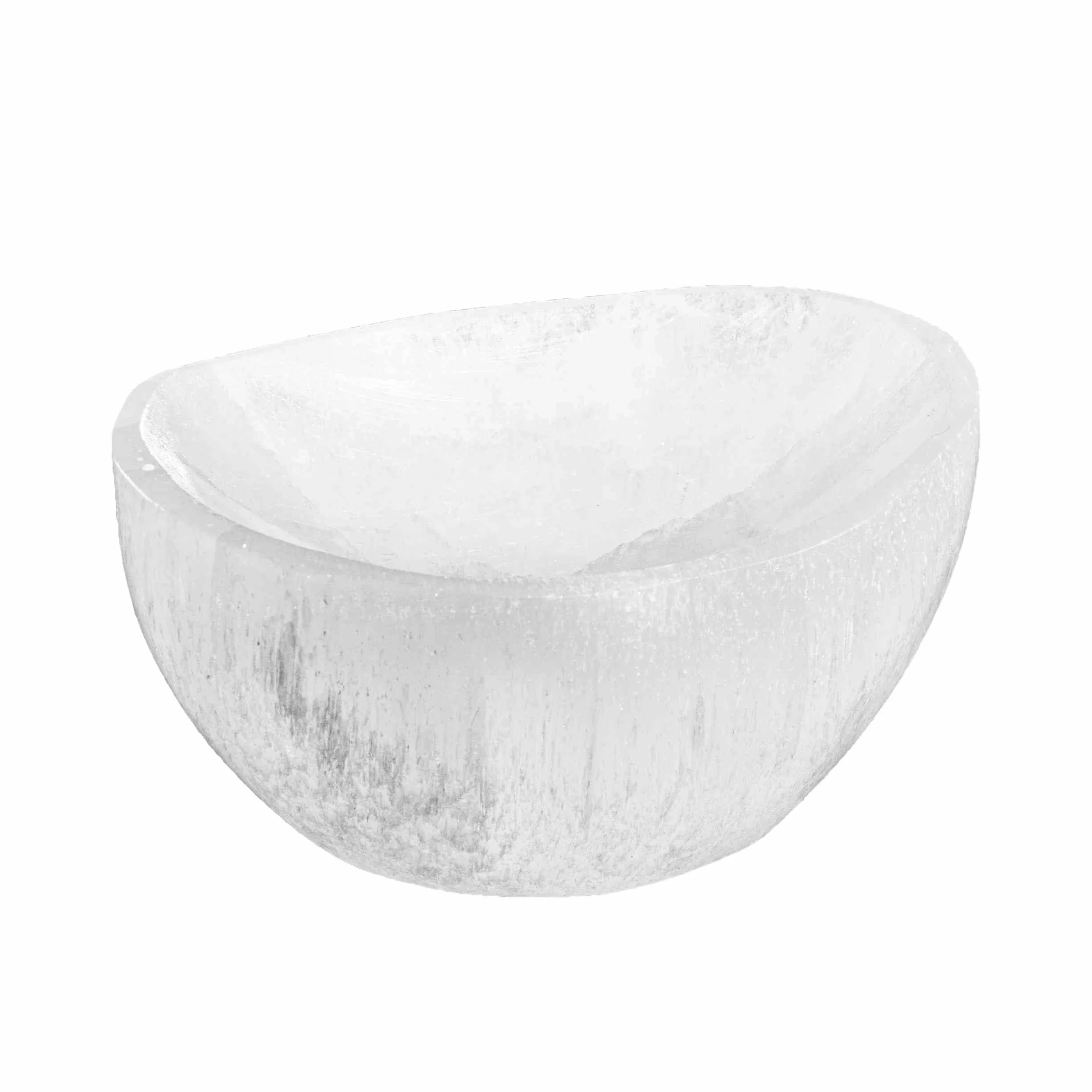 Bol en sélénite demi-sphère 6,5 x 3,5 cm – Bol énergétique pour pierres précieuses, Reiki, méditation