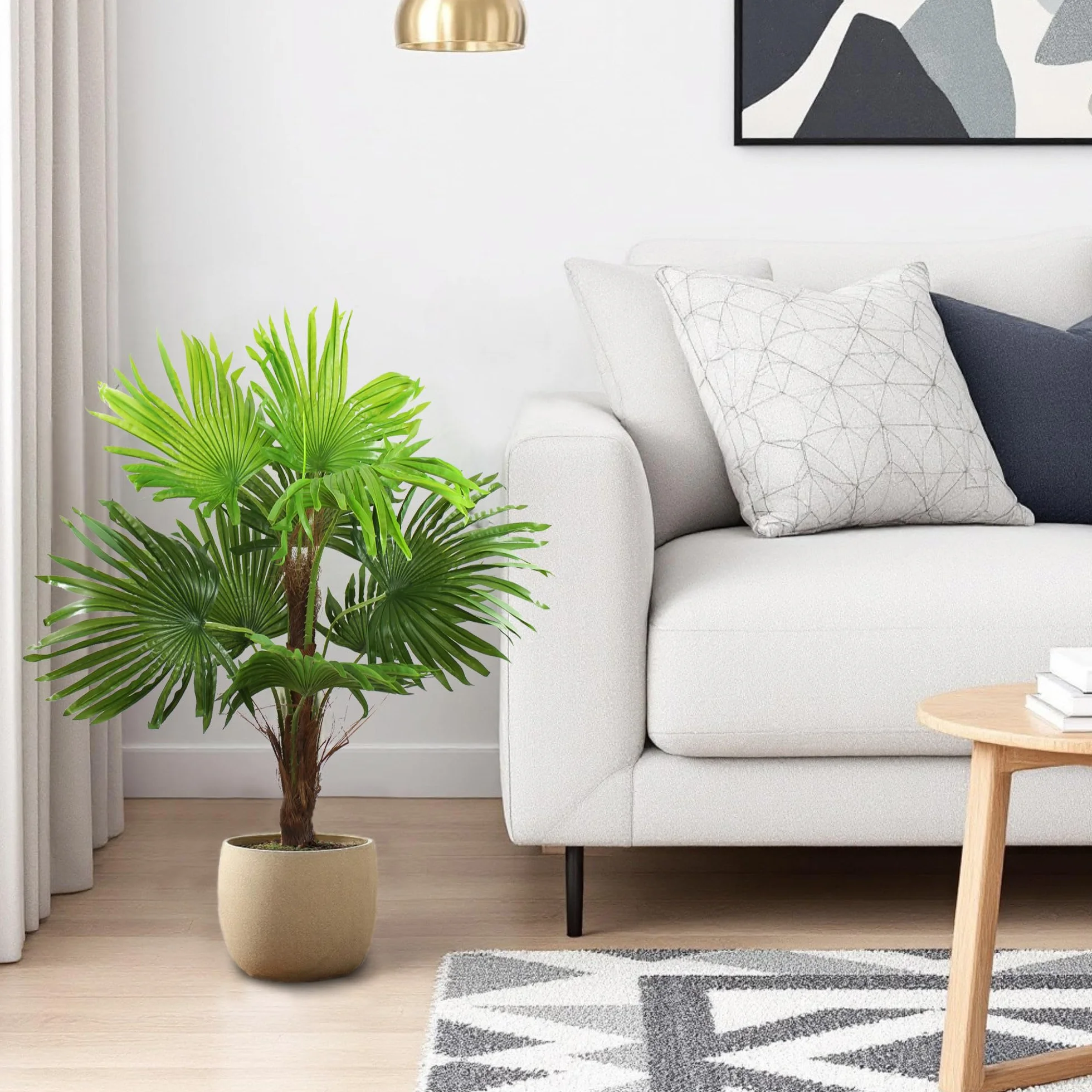 Palmier Artificiel 90 cm 9 Feuilles Plante Tropicale décorative en Pot