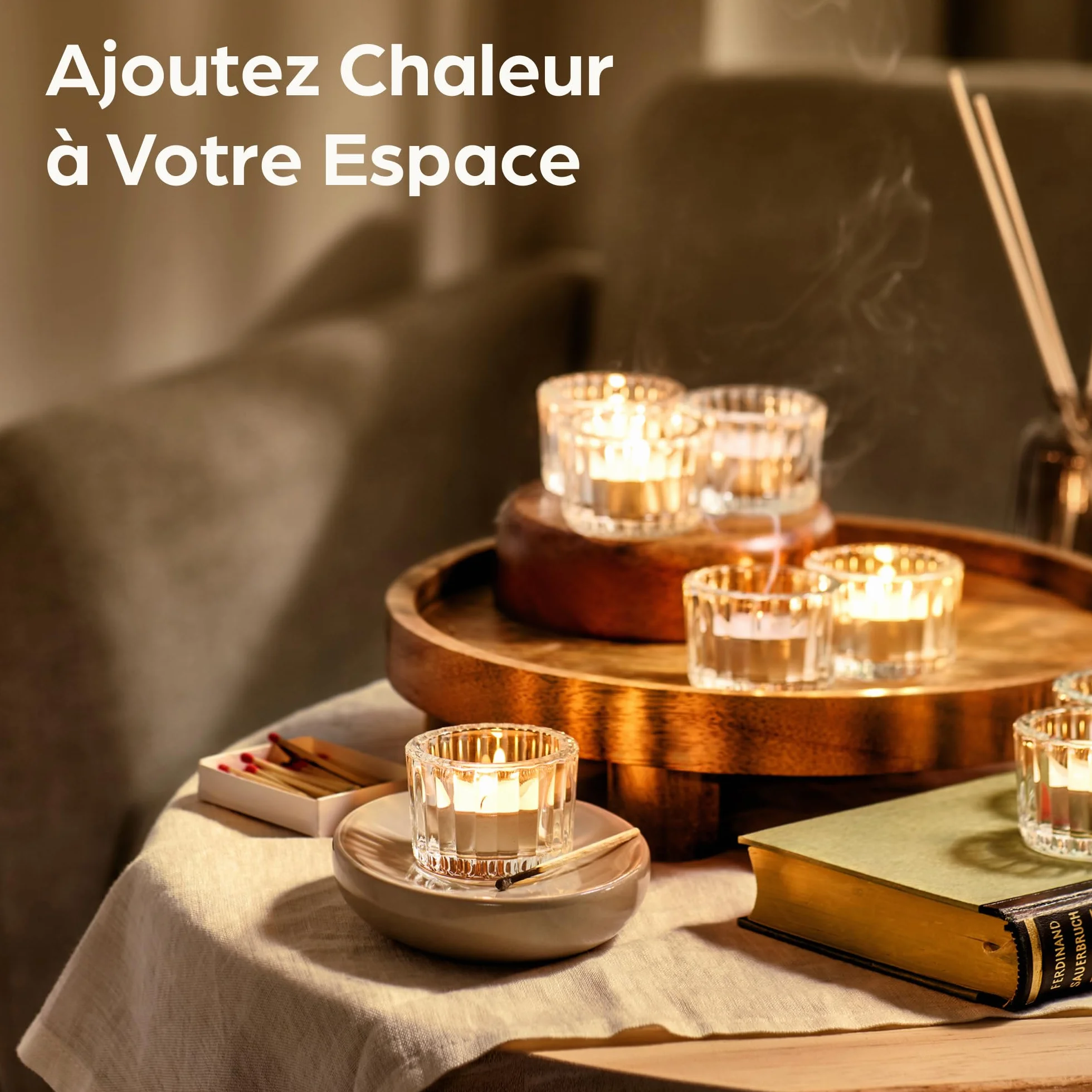 Photophore Bougeoir en Verre Transparent 12 Porte Bougie Décoration Maison Mariage Fête Table