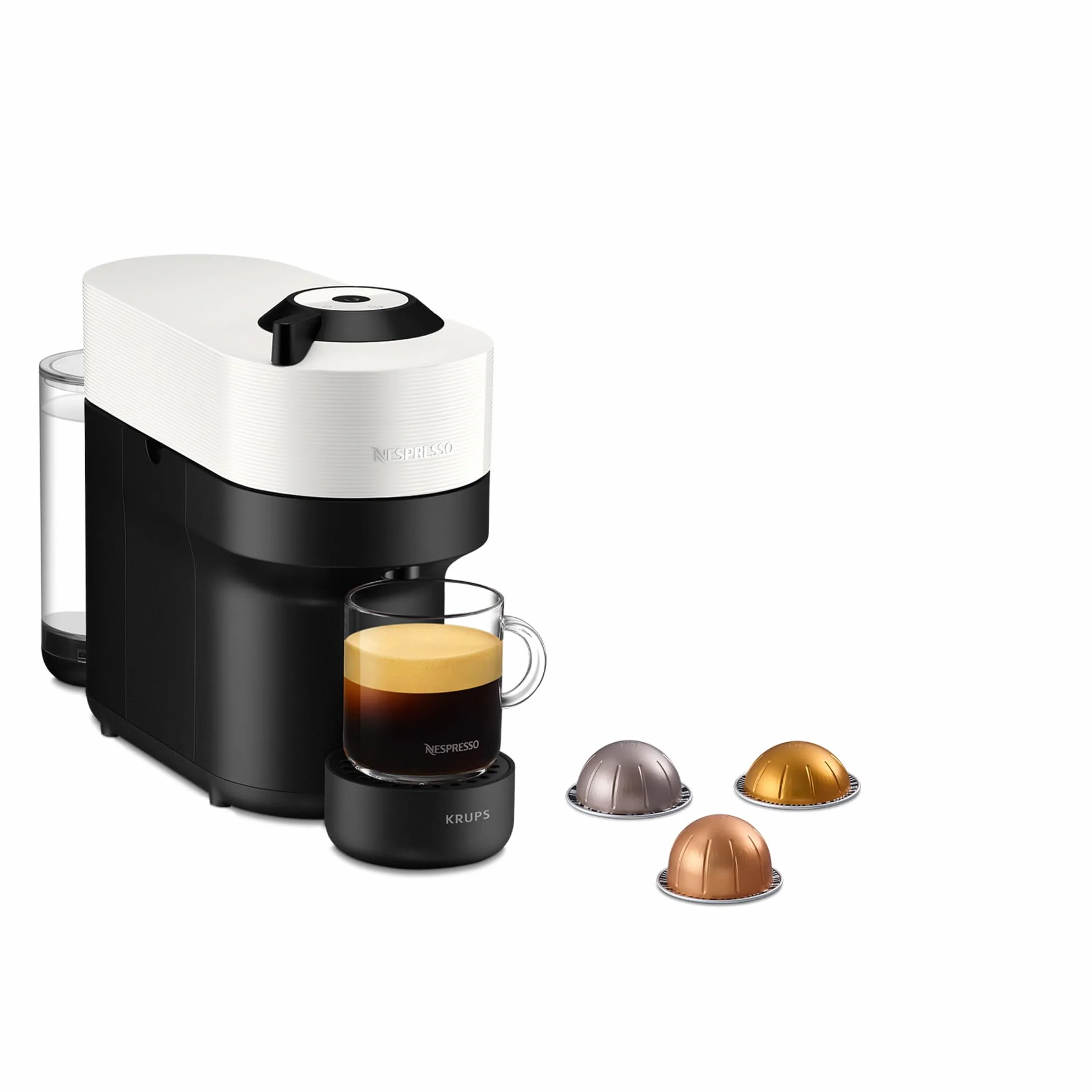 Nespresso Krups Machine à Café Vertuo POP Blanche, Capsules Vertuo, Centrifusion, 5 Tailles, Design Compact
