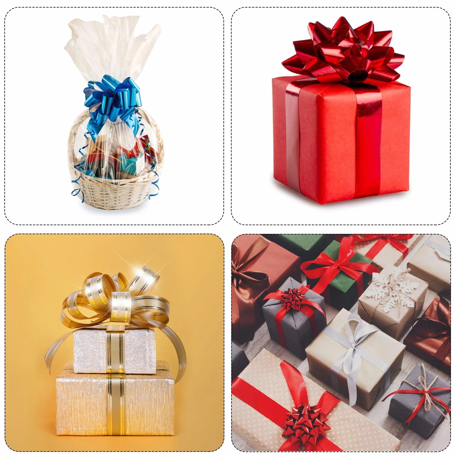 Noeud Cadeau Géant À Paillettes 10 Pcs 10 cm Argenté pour Emballage Cadeau Mariage Noël