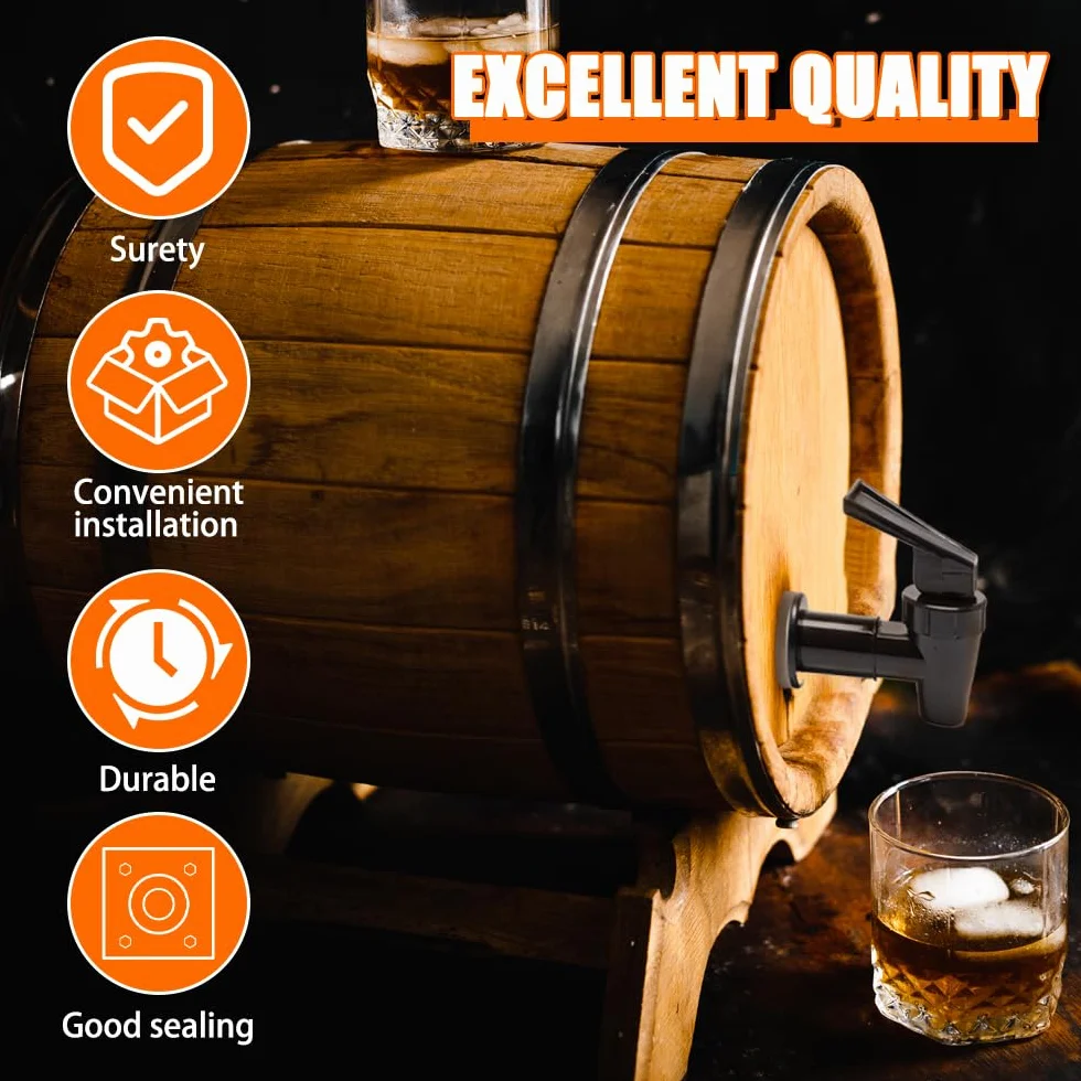 Robinet Distributeur de Boissons en Plastique 8 Pièces Robinet de Rechange pour Tonneau à Bière, Jus, Fontaine à Boire (Noir, Blanc)