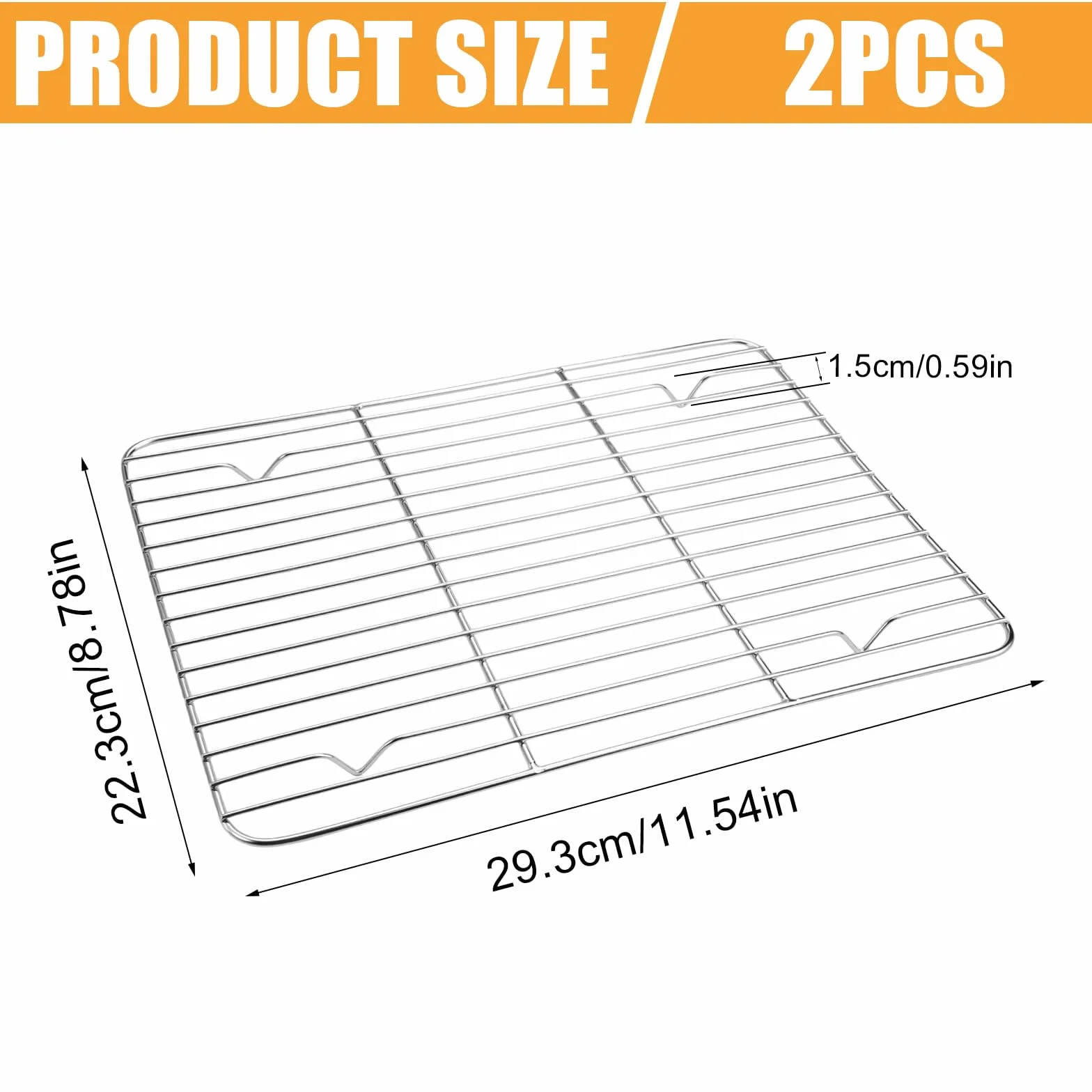 Grille de Refroidissement Rectangulaire en Acier Inoxydable 29.3x22.3x1.5 cm pour Gâteaux, Biscuits et Pain