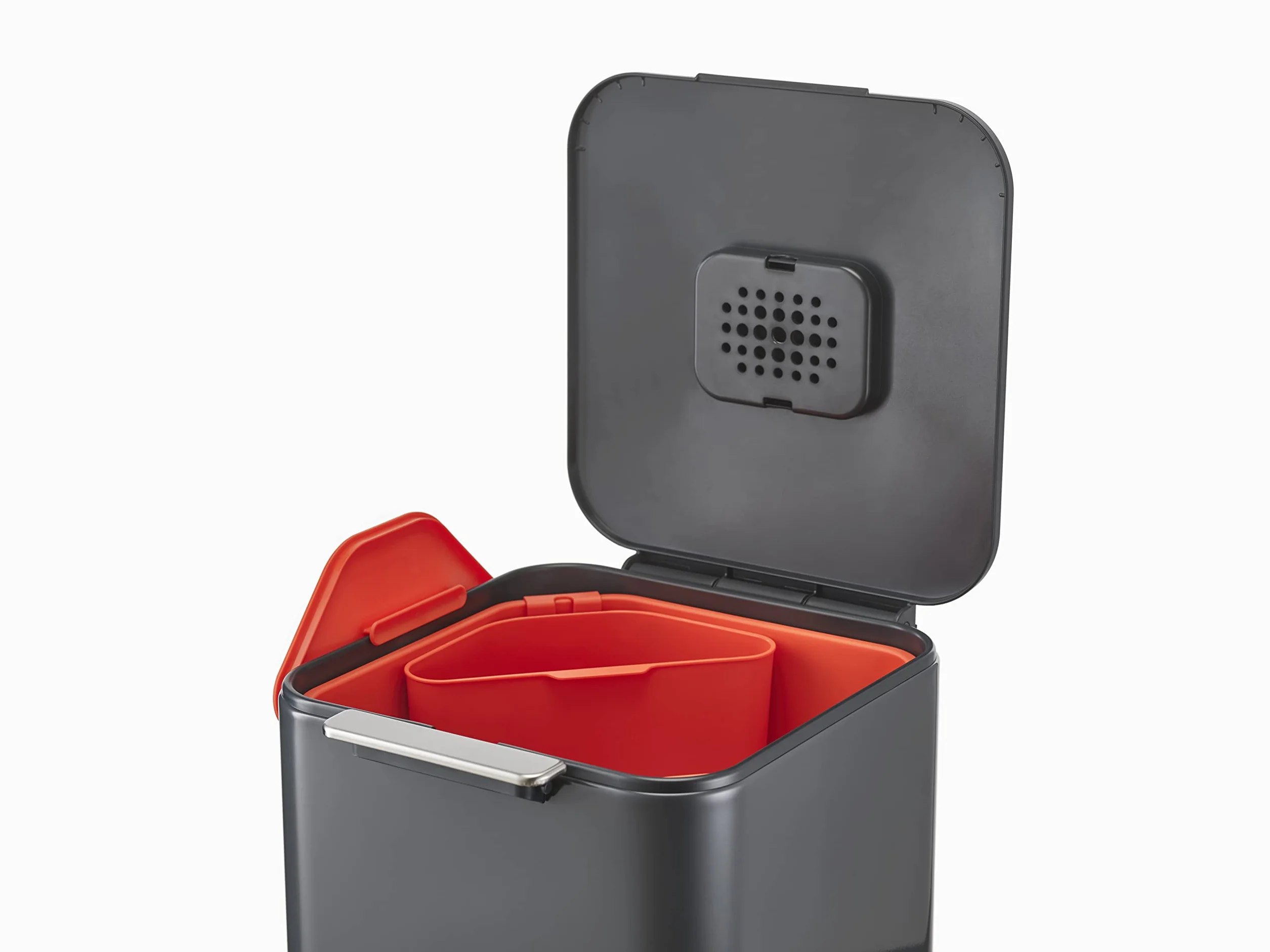 Joseph Joseph Totem Poubelle de cuisine 40L tri recyclage avec bac à compost filtre charbon actif Graphite