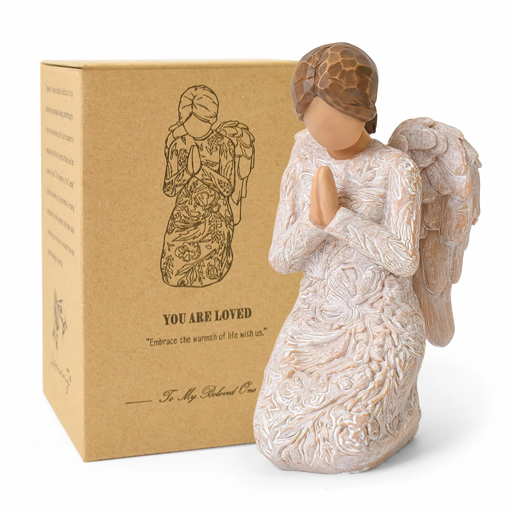 Figurine d'ange priant, statue peinte à la main, cadeau religieux chrétien pour femme, décoration de table