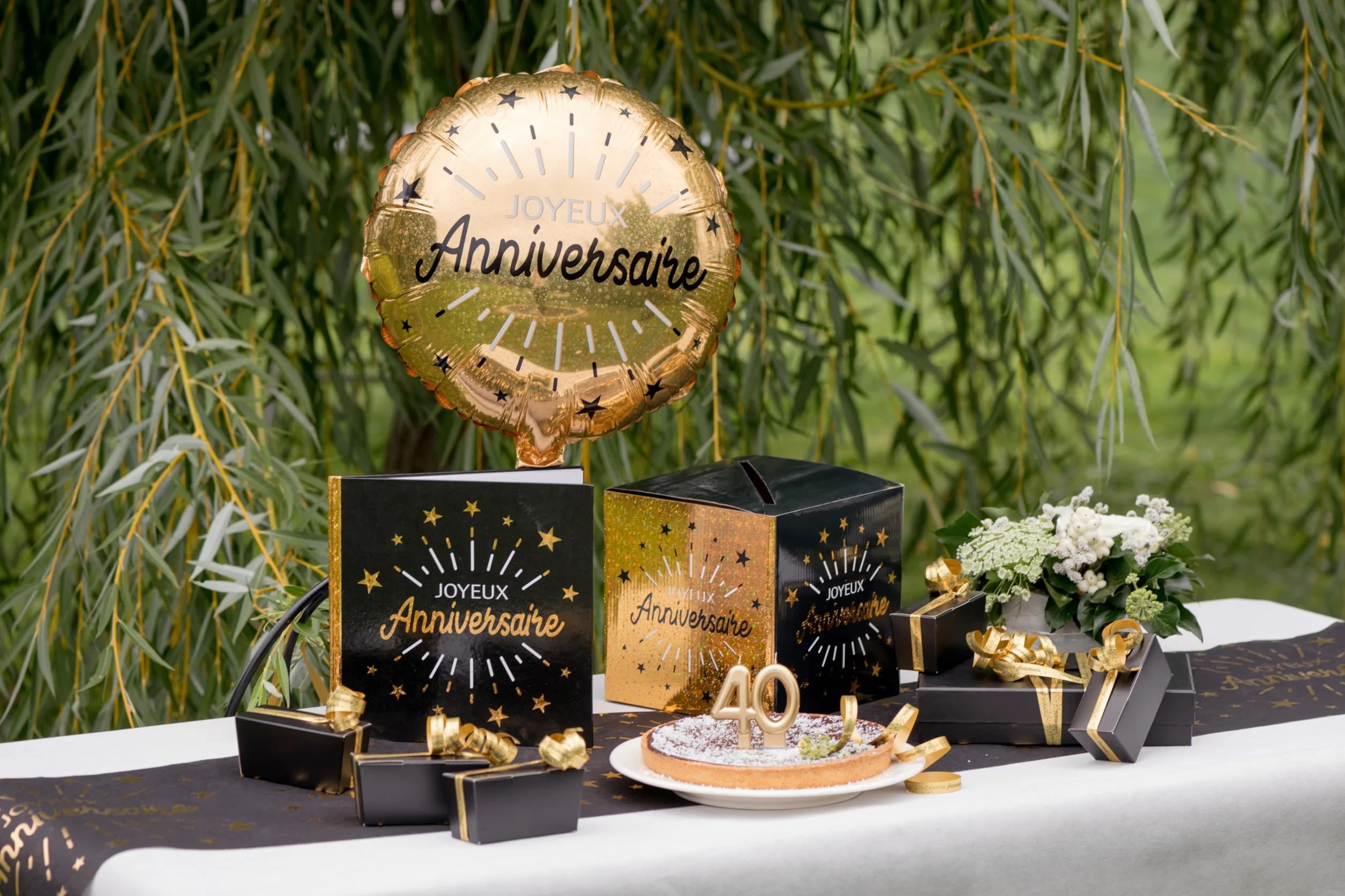 Santex mariage Livre d'or Joyeux Anniversaire étincelant, Noir/Or