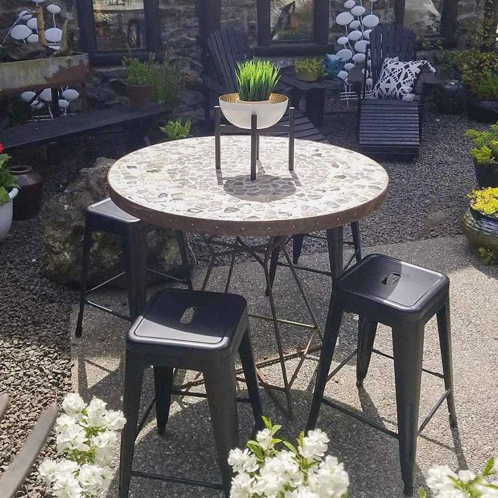 DDMINE Lot de 4 Tabourets de Bar Industriel, Tabouret Bar Tabourets Haut Empilable, Chaise de Bar Metal pour Exterieur Interieur, Max. 150kg (Noir, Hauteur 76cm)