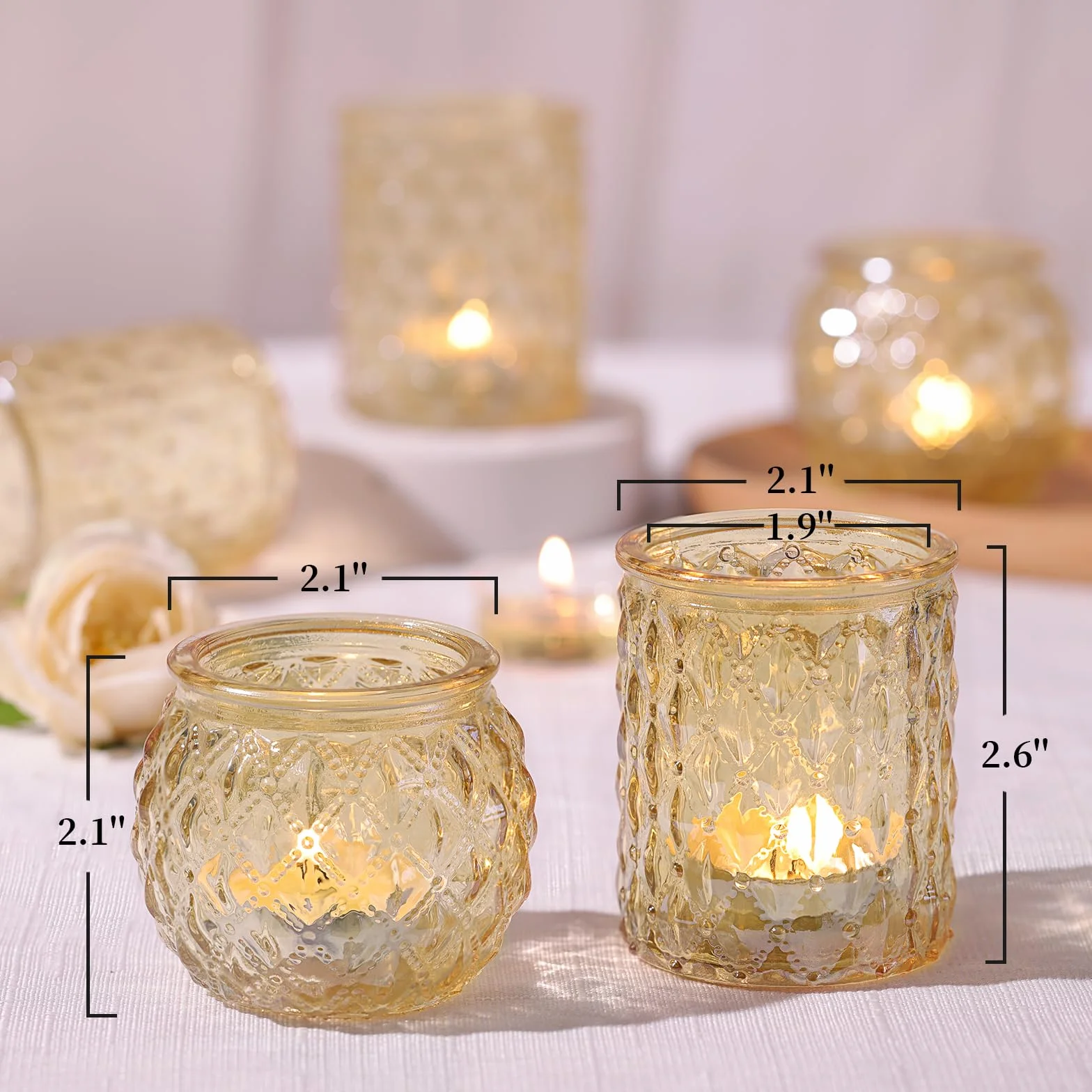 NITIME Lot de 12 photophores dorés assortis bougeoirs mariage décoration fête