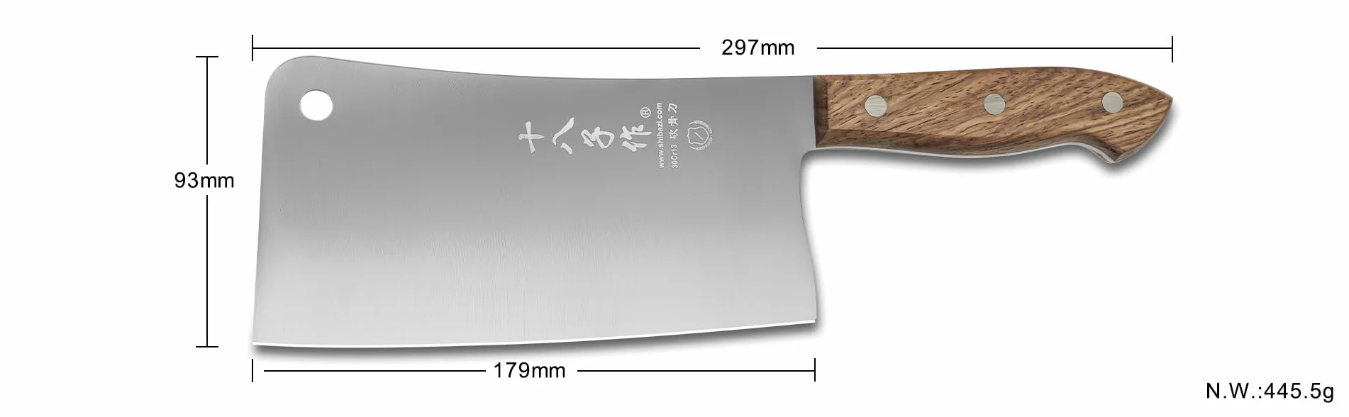 SHI BA ZI ZUO couteau de boucher 7 pouces acier inoxydable couperet à os manche complet