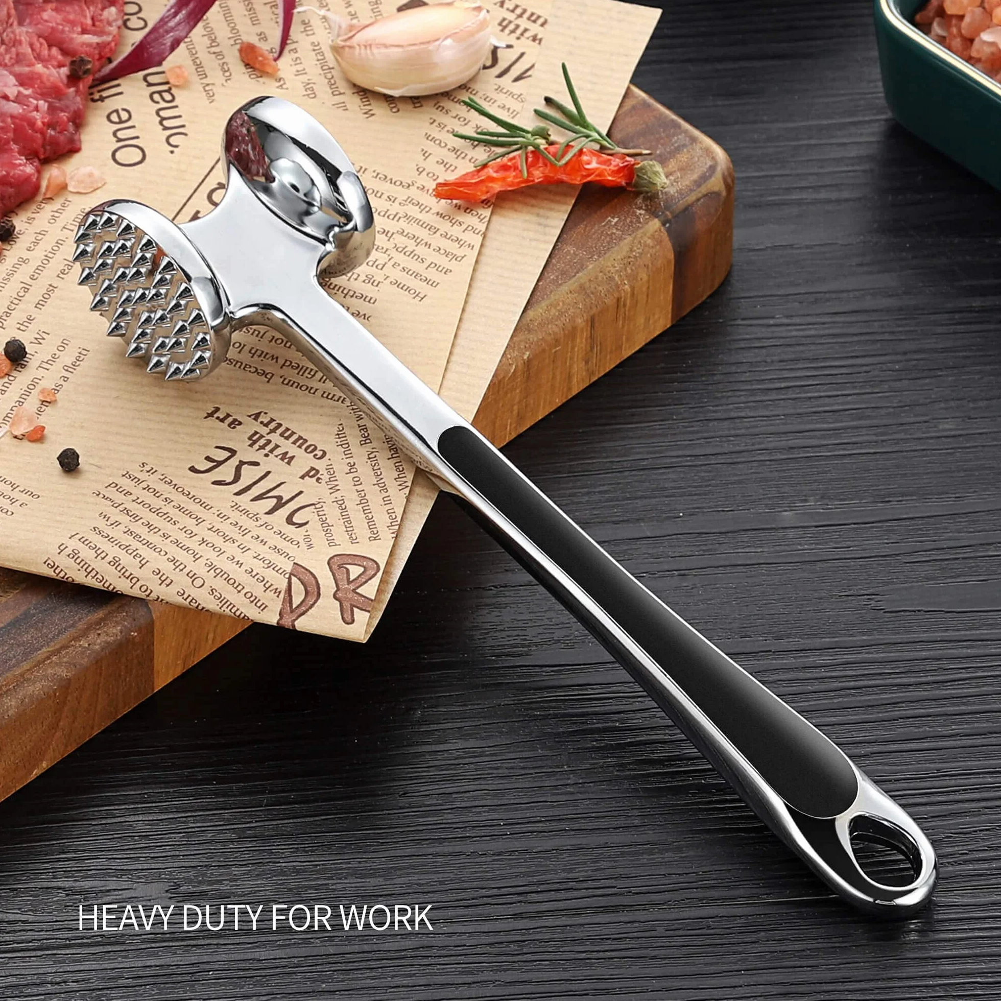 Marteau à viande tenderizer outil de tendeur steak boeuf volaille poignée caoutchouc