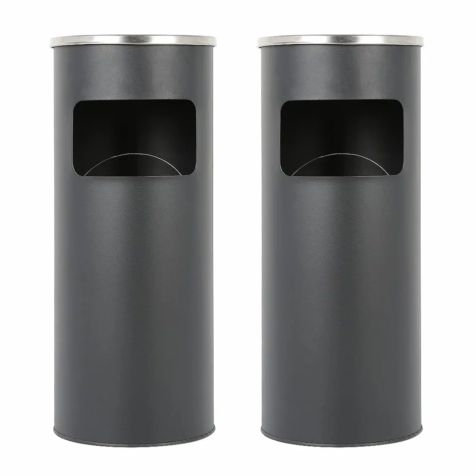 Poubelle Extérieure sur Pied 30L Noir 2PC - Bac à Ordures de Cuisine avec Seau Intérieur 25x25x60cm