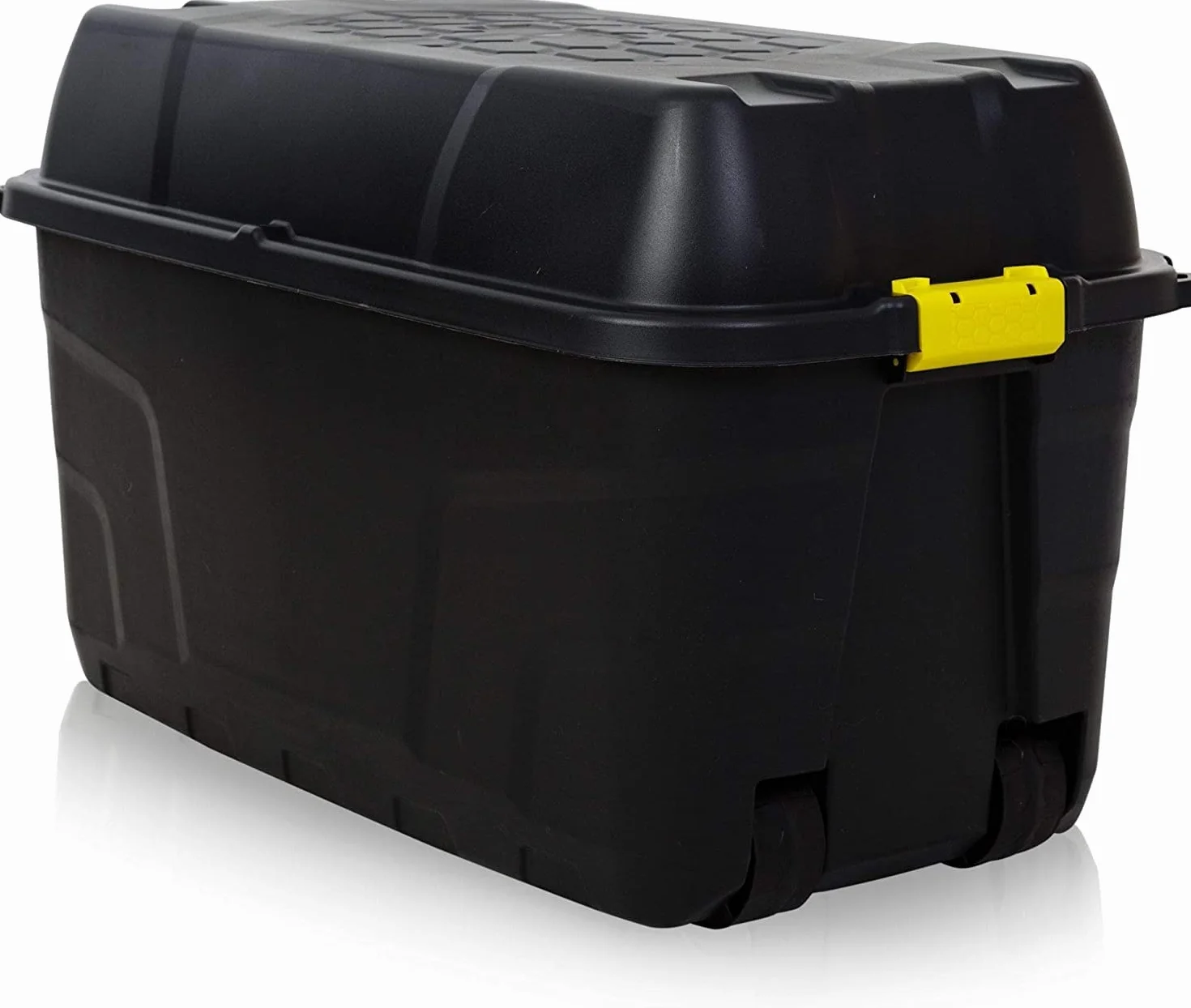 Coffre de rangement en plastique robuste sur roulettes Noir 94x52x56 cm