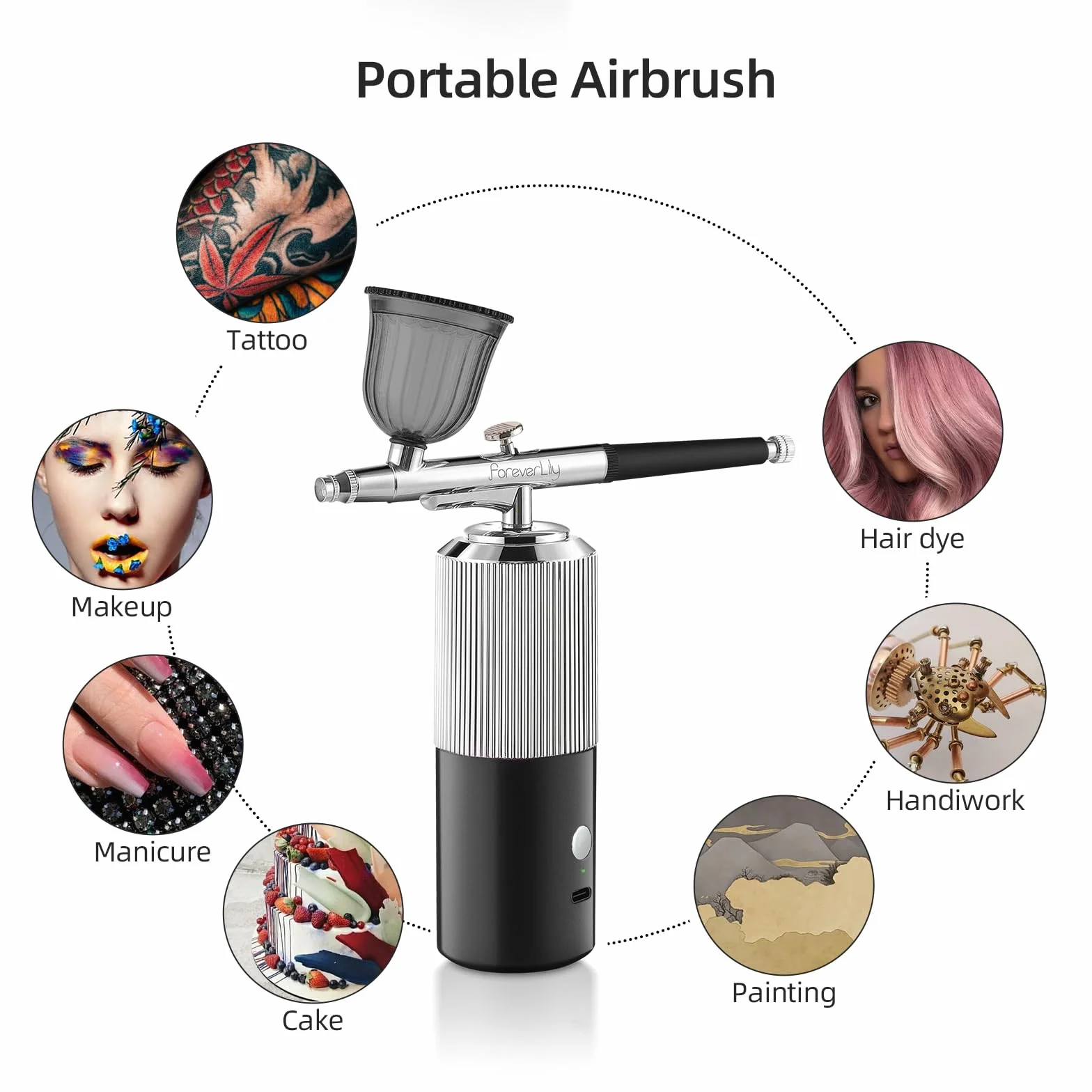 Kit aérographe sans Fil Rechargeable Portable avec compresseur pour Peinture Maquillage