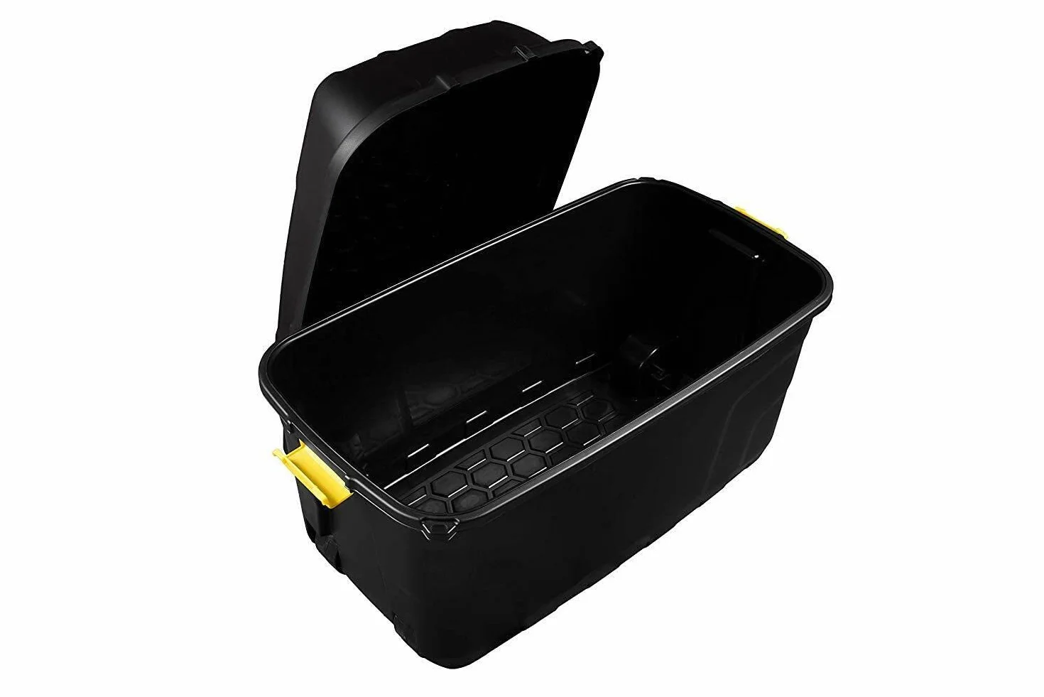 Coffre de rangement en plastique robuste sur roulettes Noir 94x52x56 cm