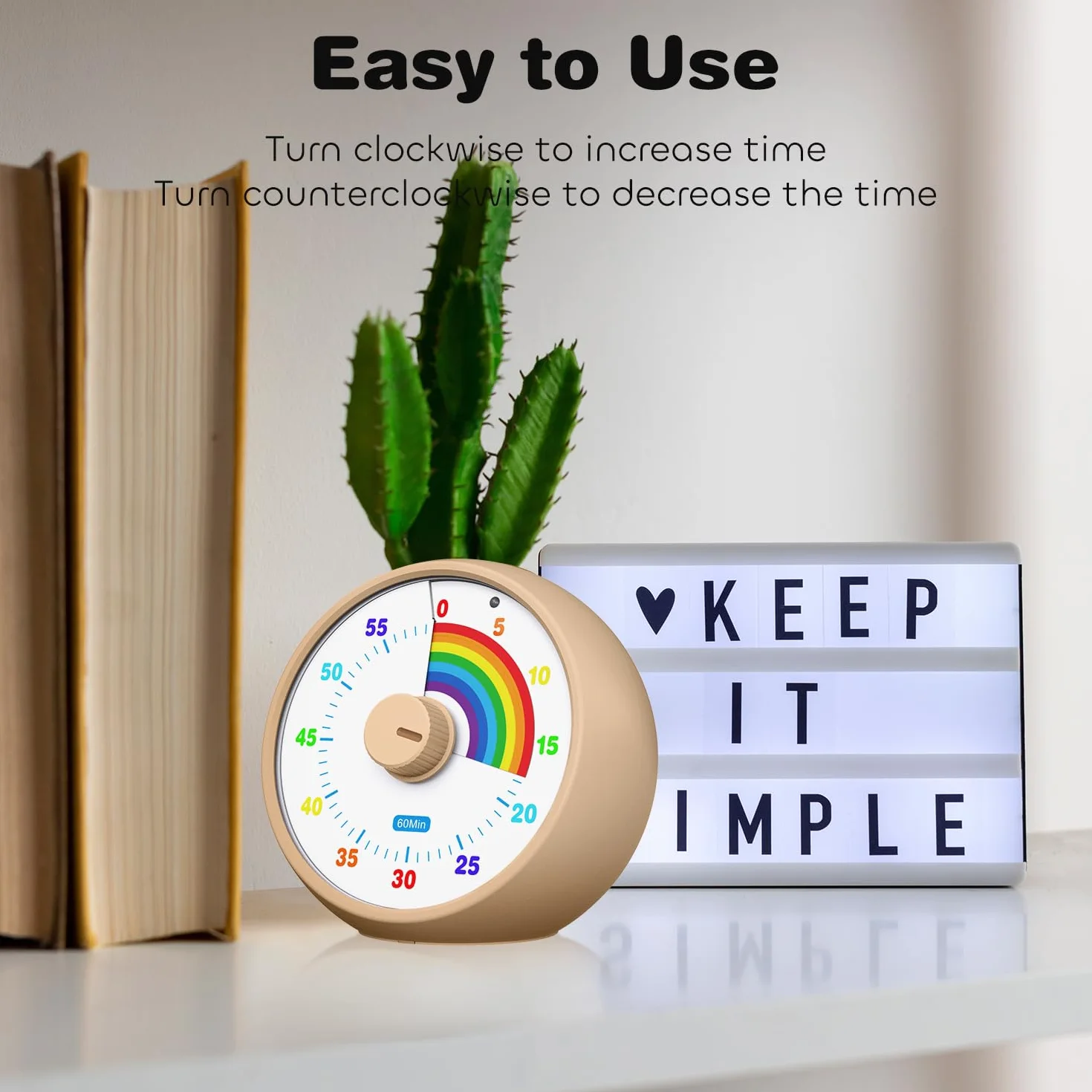 Visual Timer pour Enfants 60 Minutes Compte à Rebours, Outil Gestion du Temps Bureau Silencieux, Pomodoro Timer (Kaki)