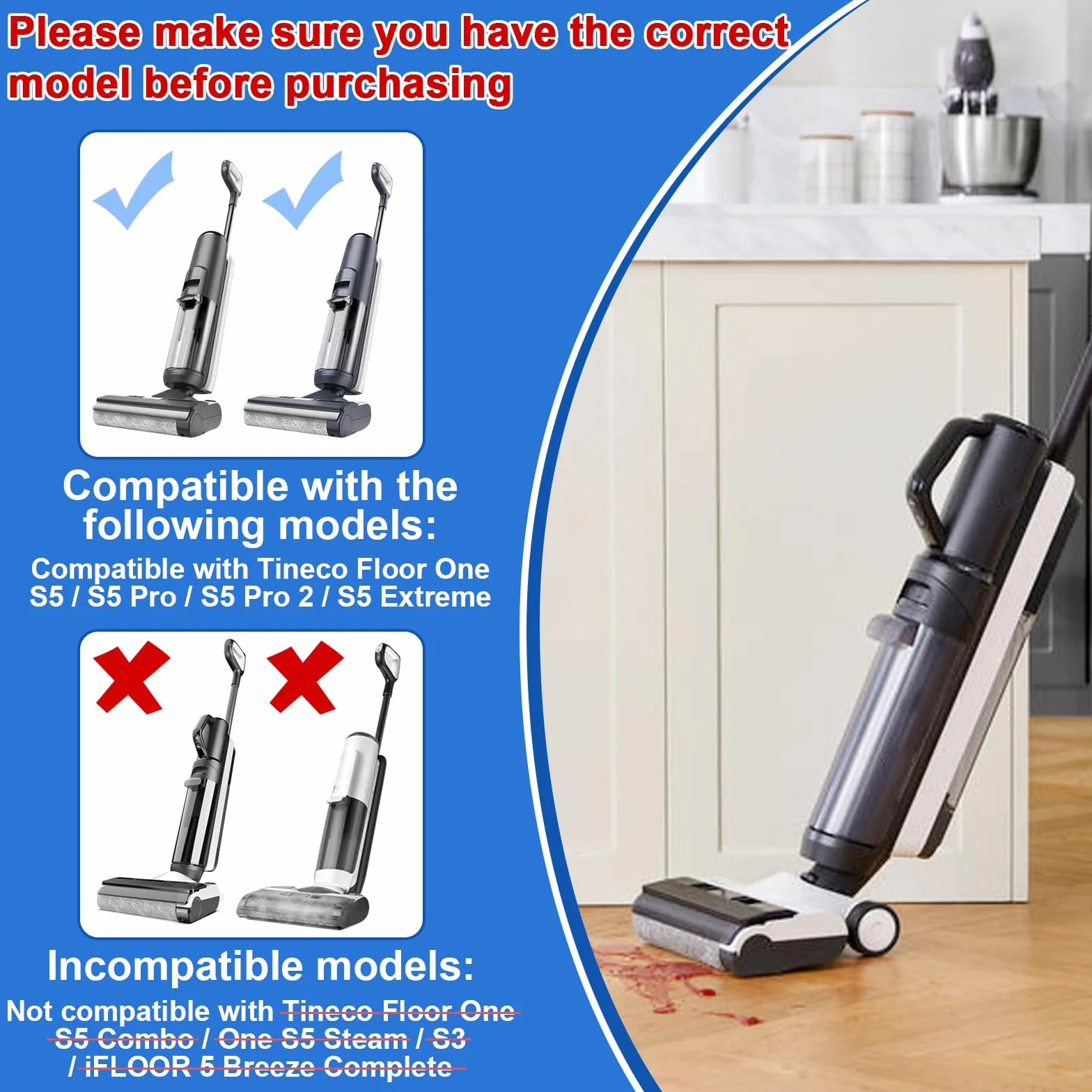 Tineco Floor One S5 Pro 2 Extreme Rouleau Brosse Rechange Filtre HEPA 2 Brosse 2 Filtre