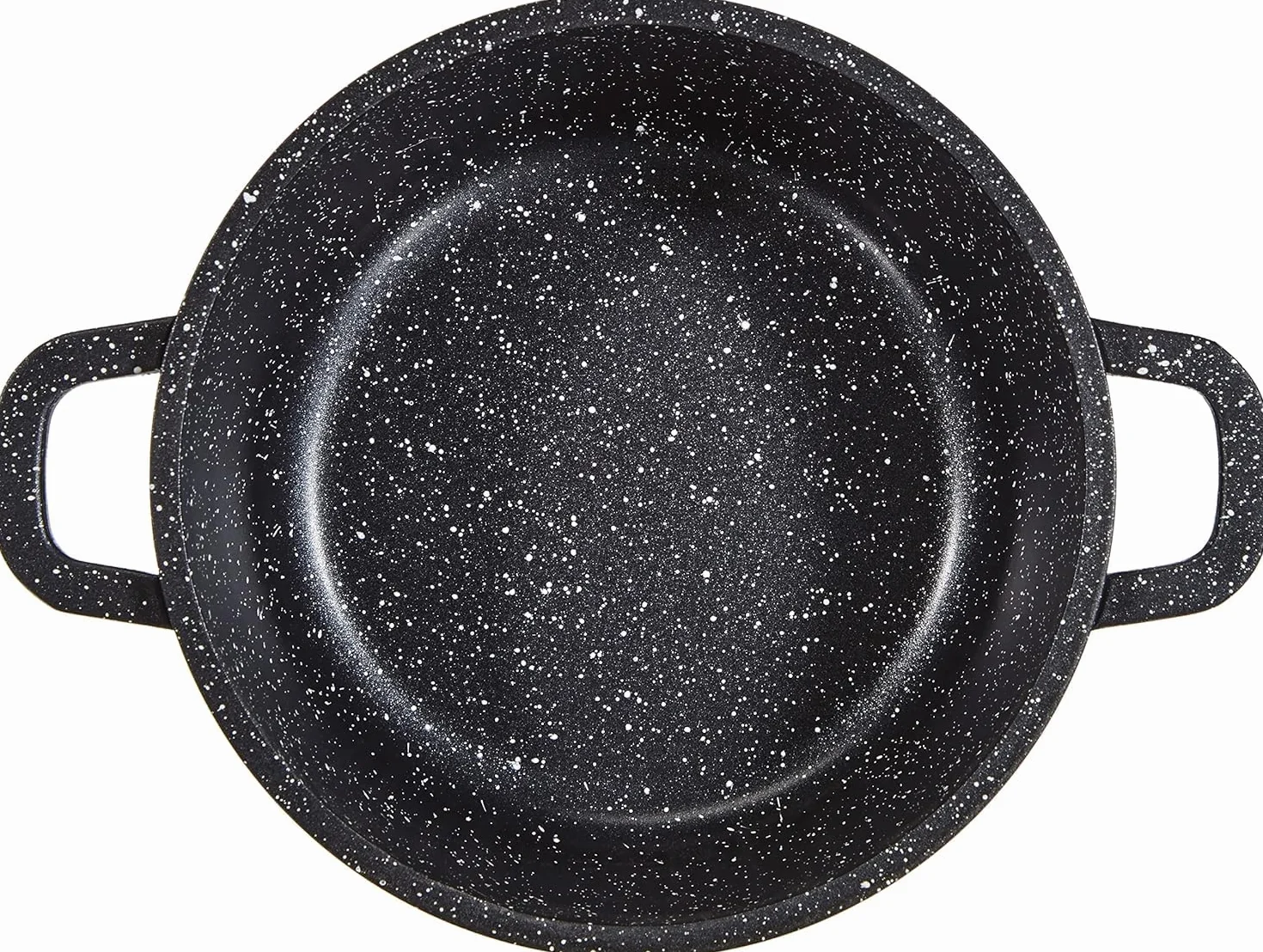Marmite Faitout 28 cm Fonte d'Aluminium Revêtement Type Pierre Couvercle en Verre Tous Feux Induction Sans PFOA Noir
