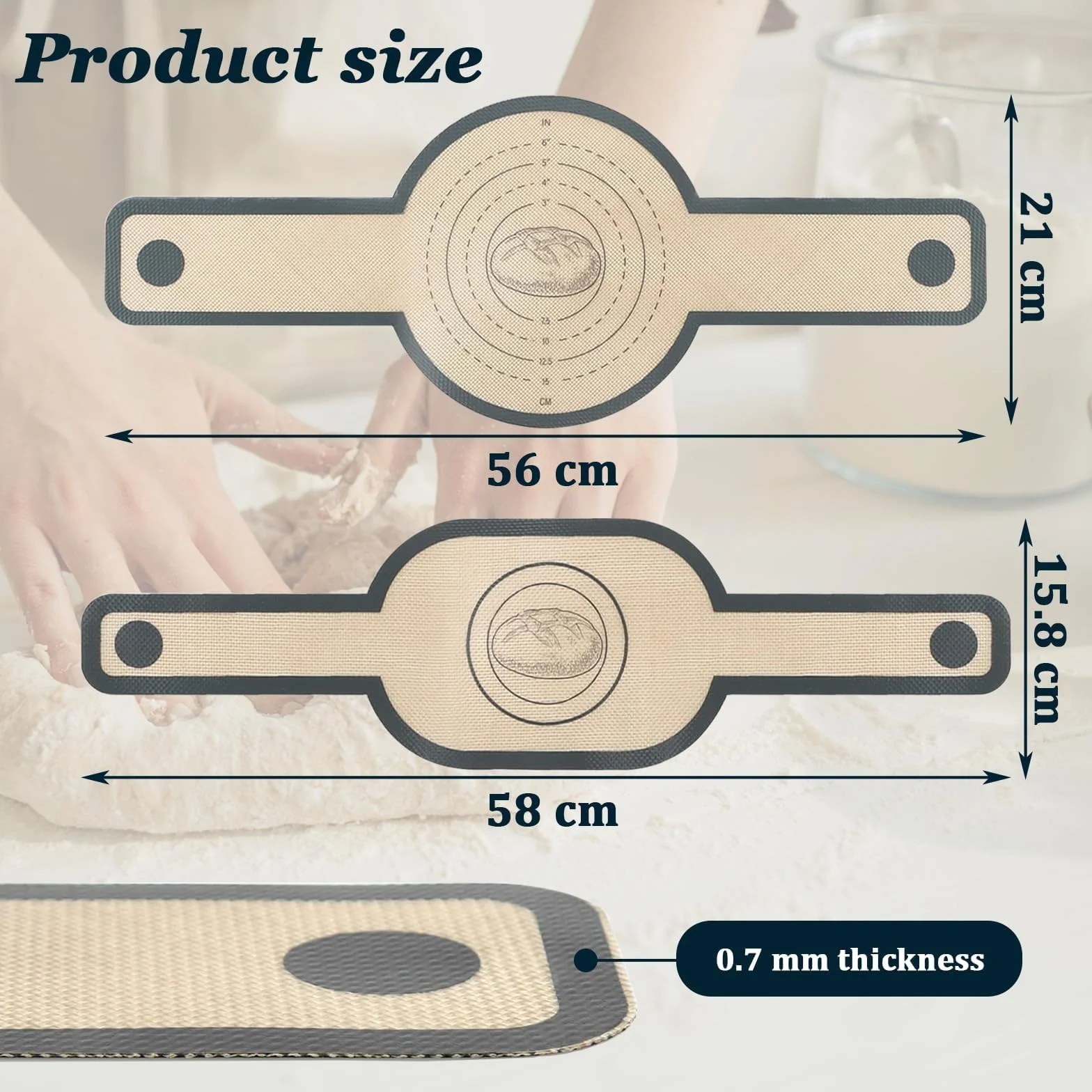 Tapis de Cuisson en Silicone pour Four Hollandais Lot de 2 Antiadhésif Réutilisable avec Poignées Anti-Brûlures Compatible Pizza Pain au Levain Rond Ovale