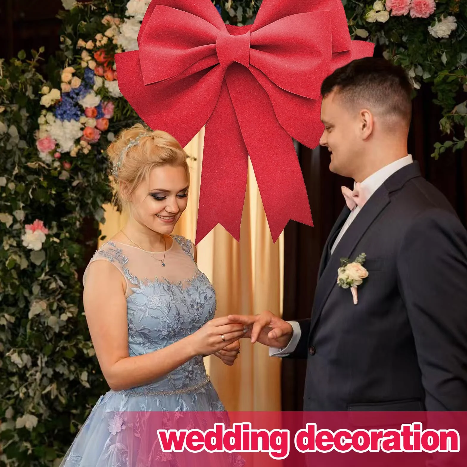 VOSSOT Nœud décoratif Extra Large 50x60cm Ruban adhésif Attaches Décoration Noël Mariage Fête