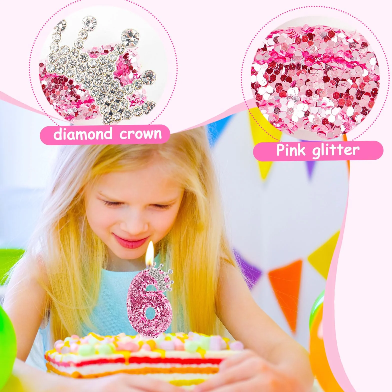 Bougies d'anniversaire 40 ans couronne rose numéro 40 pour filles femmes