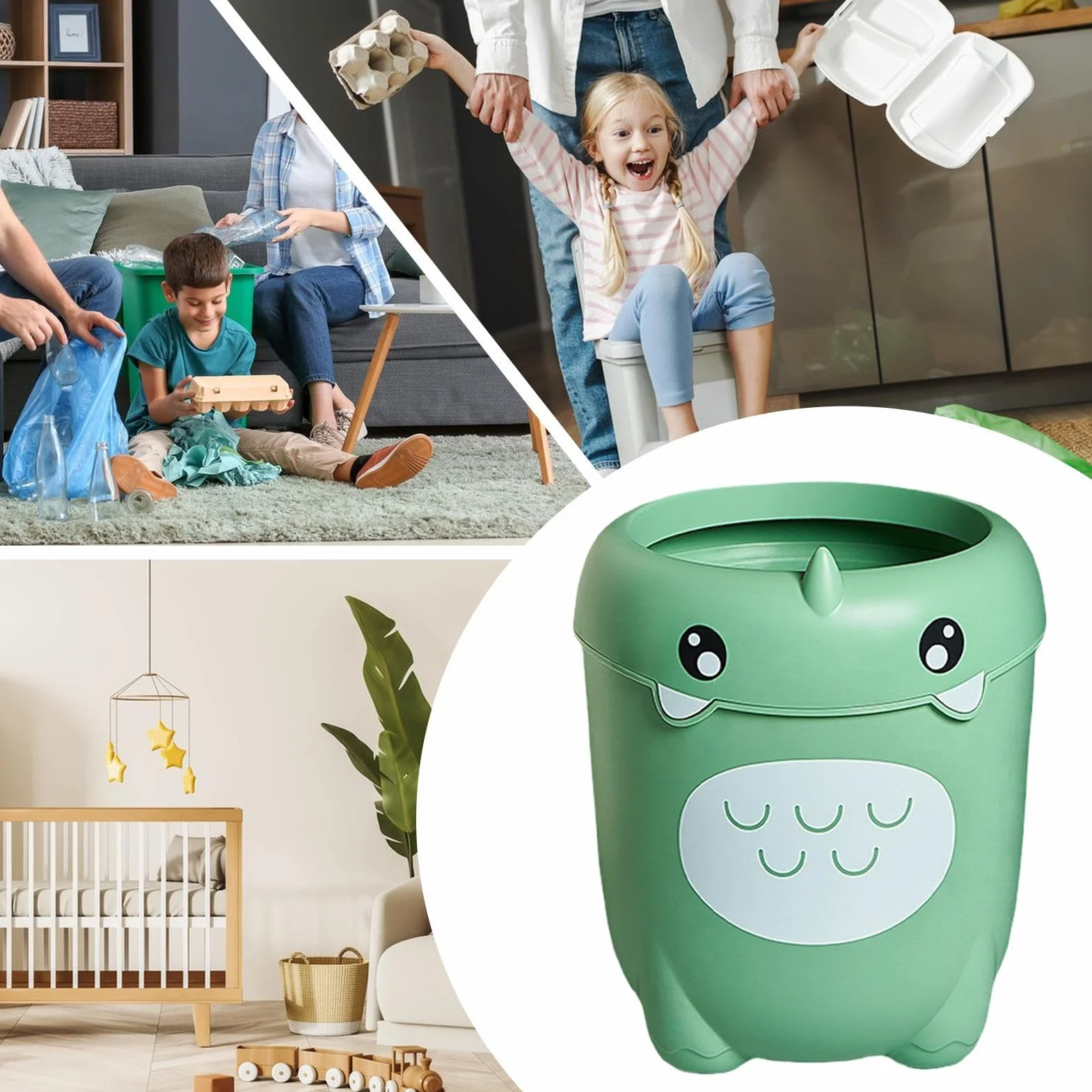 Poubelle Mignonne Conteneur Dinosaure Portable Design Ouvert Bureau Cuisine Salon