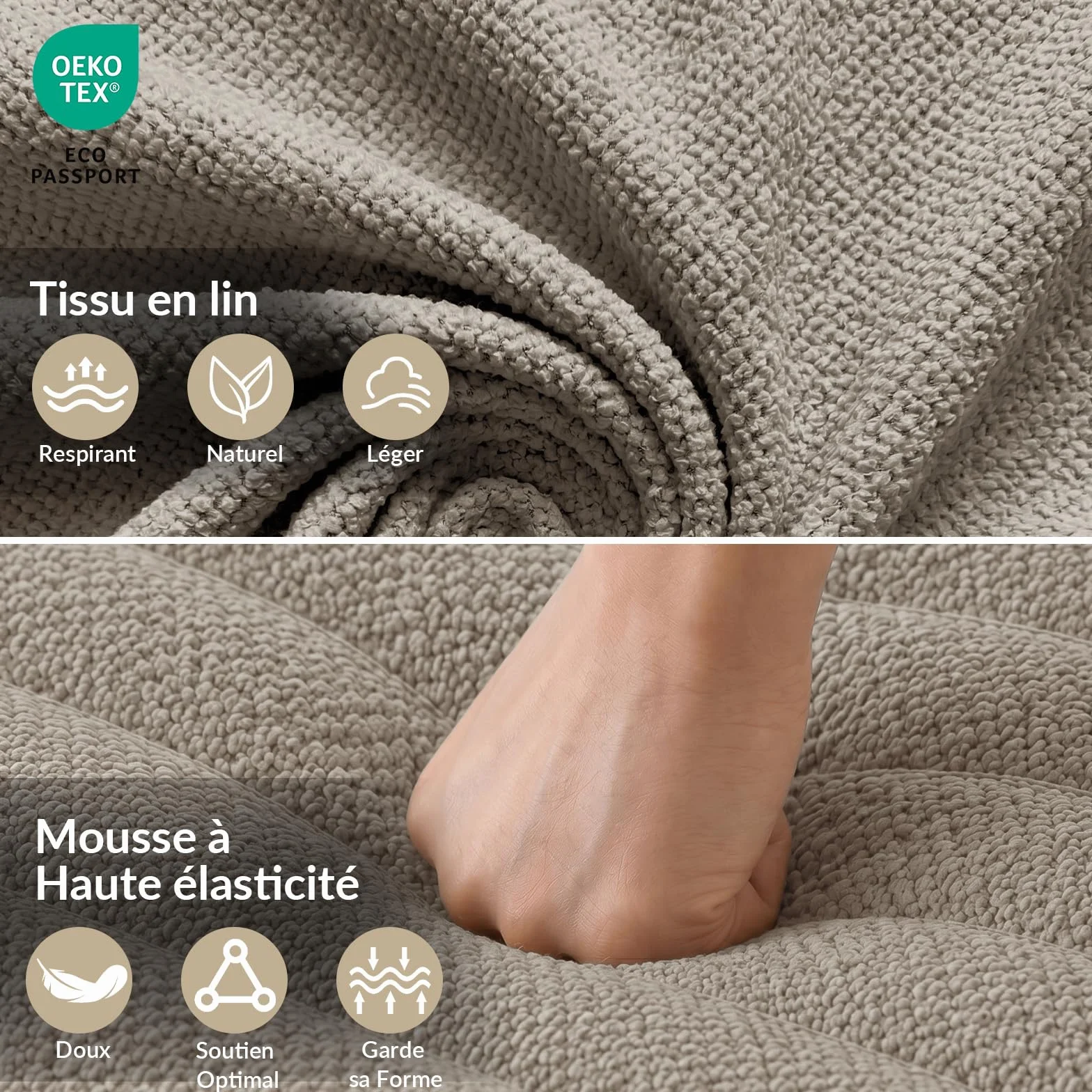 JIJIAN Lot de 6 Chaises de Salle à Manger, Chaise tapissée, Dossier en Tissu, Pieds en Métal, Gris Brun