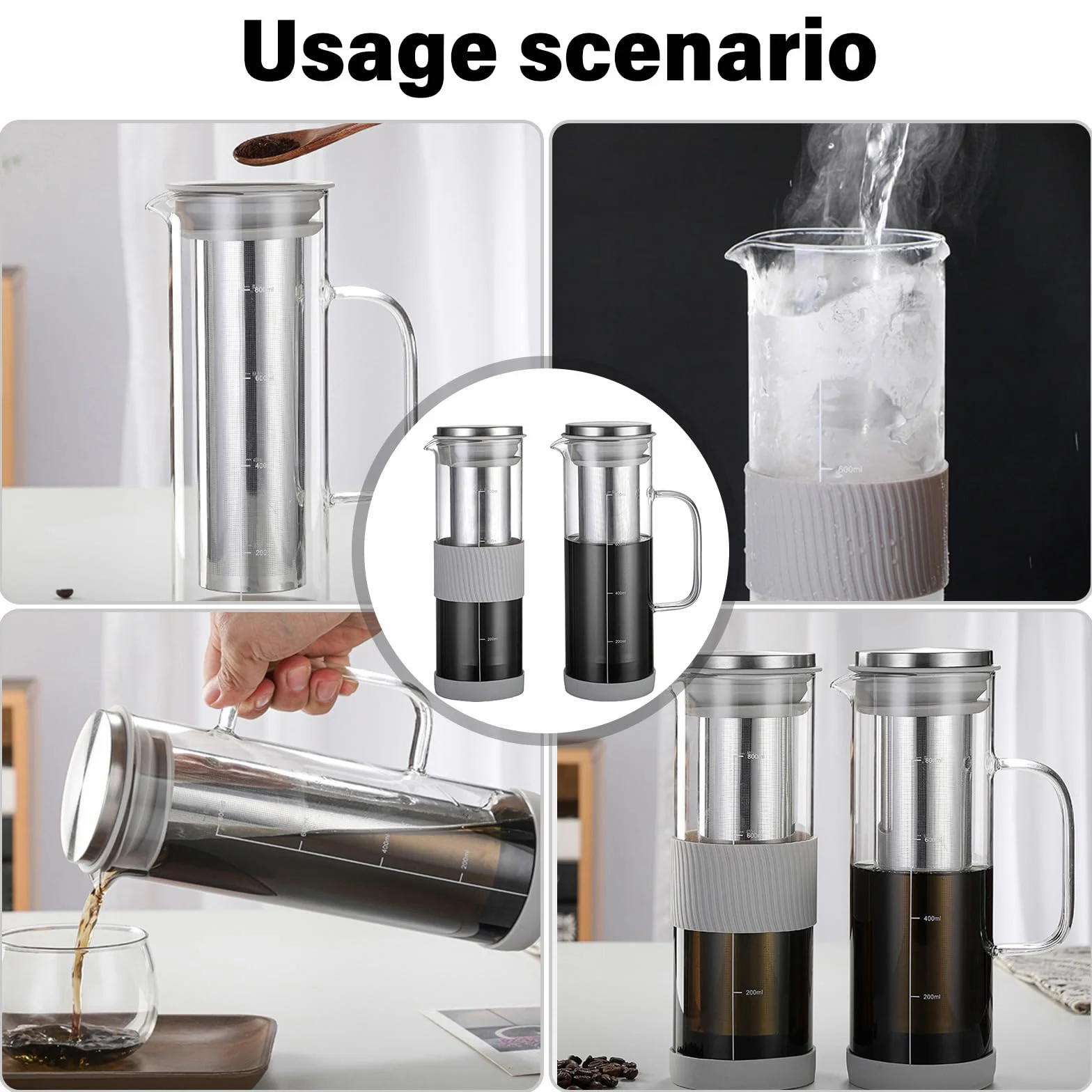 Infuseur à café froid en verre et acier