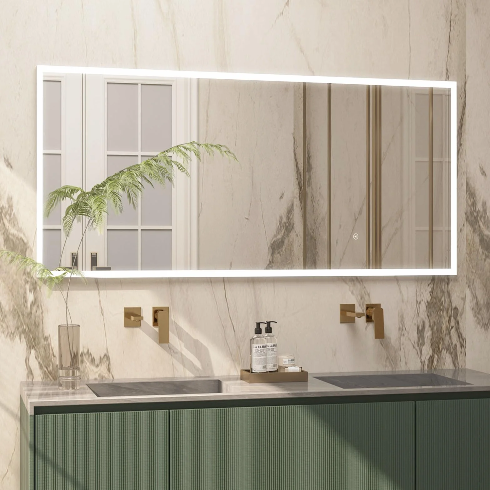 Calissando Miroir sur Pied Pleine Longueur avec Lumière LED 165 x 61 cm Blanc