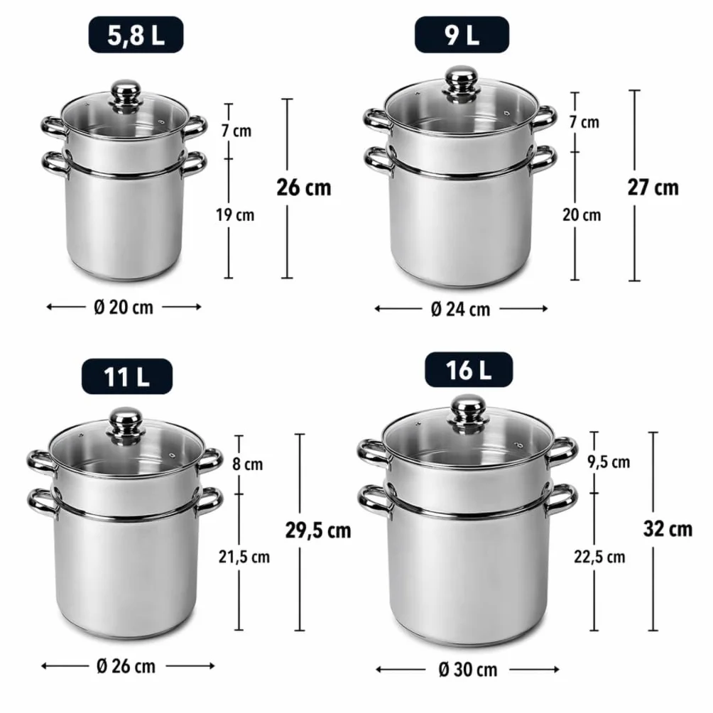 BAUMALU Combiné Traiteur Couscoussier Acier Inox Ø24cm 9L Triple Fond Diffuseur Induction