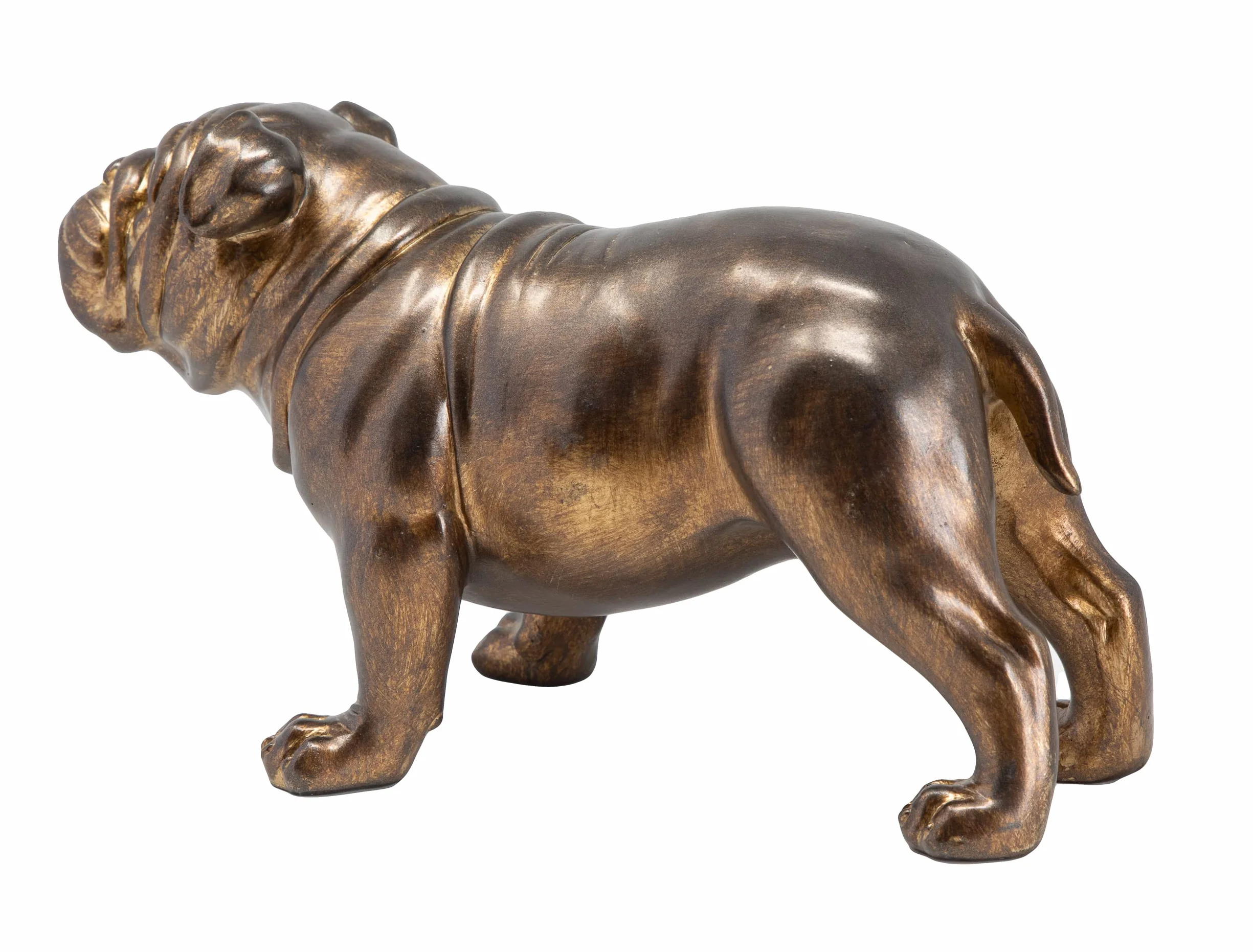 Sculpture en résine bronzée bouledogue britannique décoration classique chien debout finition bronze antique