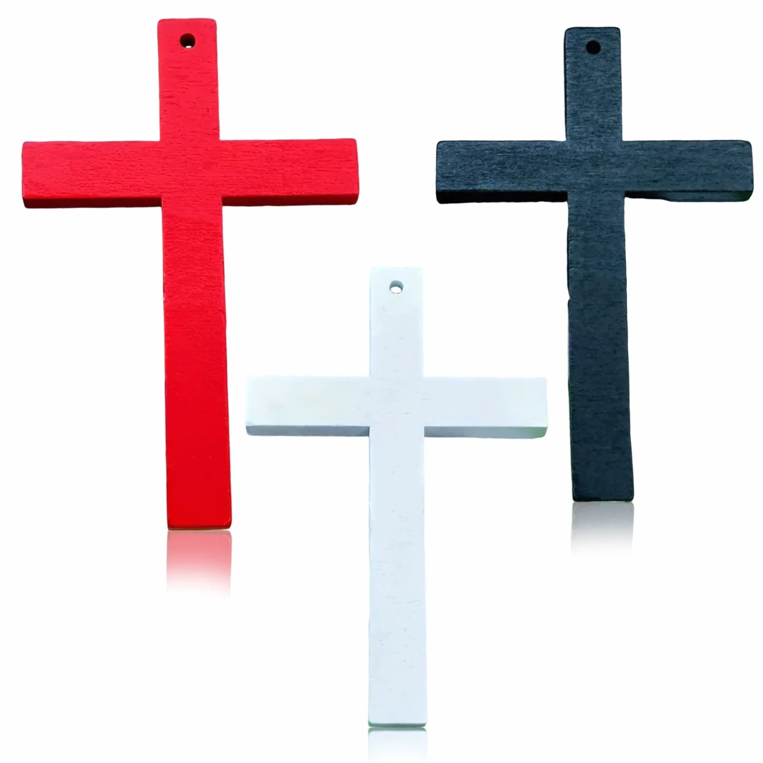 Croix en Bois Décorative Chrétienne 3 Pièces avec Trou Fixation Murale 10.5x6.7cm pour Maison Salon Église Cadeau Baptême