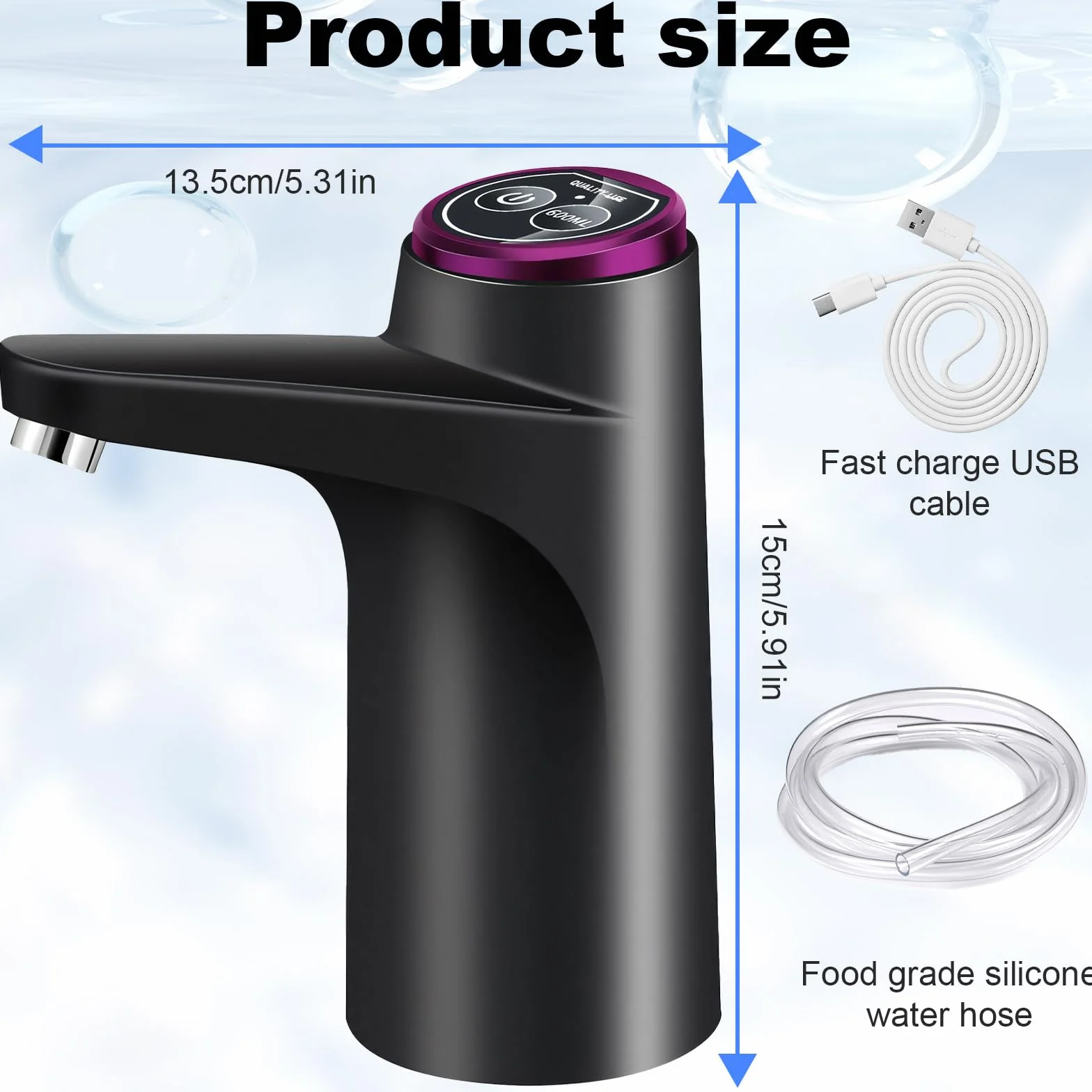 Pompe à eau potable USB 5L automatique pour cuisine bureau camping