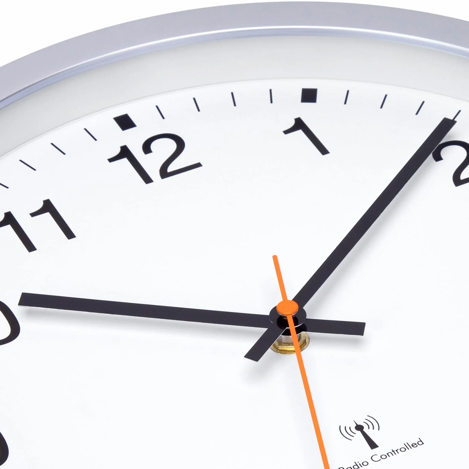 VIVILINEN Horloge Murale Radio Pilotée Silencieuse 30cm Design Moderne Argent