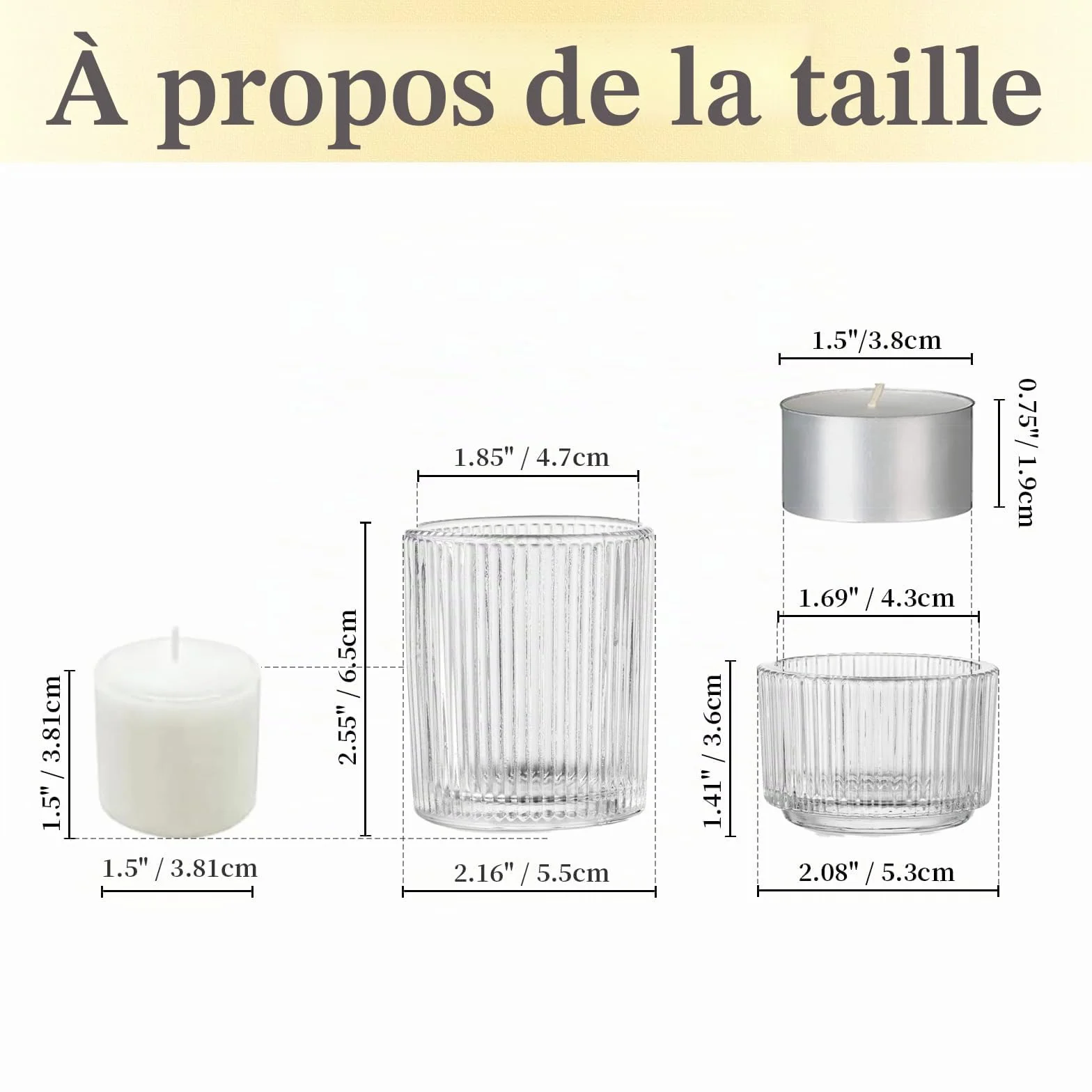 Porte-Bougies à Réchaud en Verre Transparent 24 Pièces