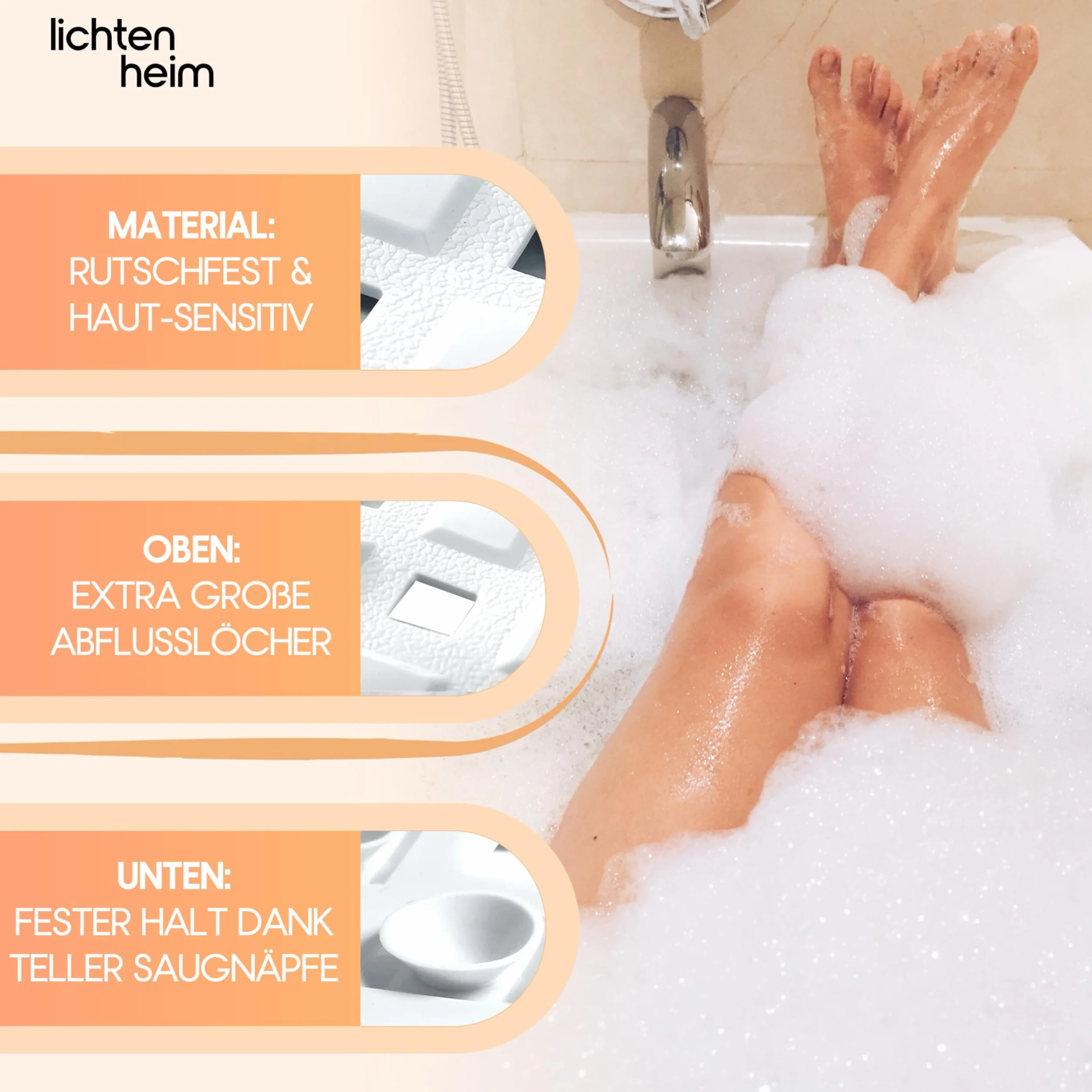 Tapis de douche antidérapant 88 x 39 cm avec crochets design losanges résistant moisissure lavable